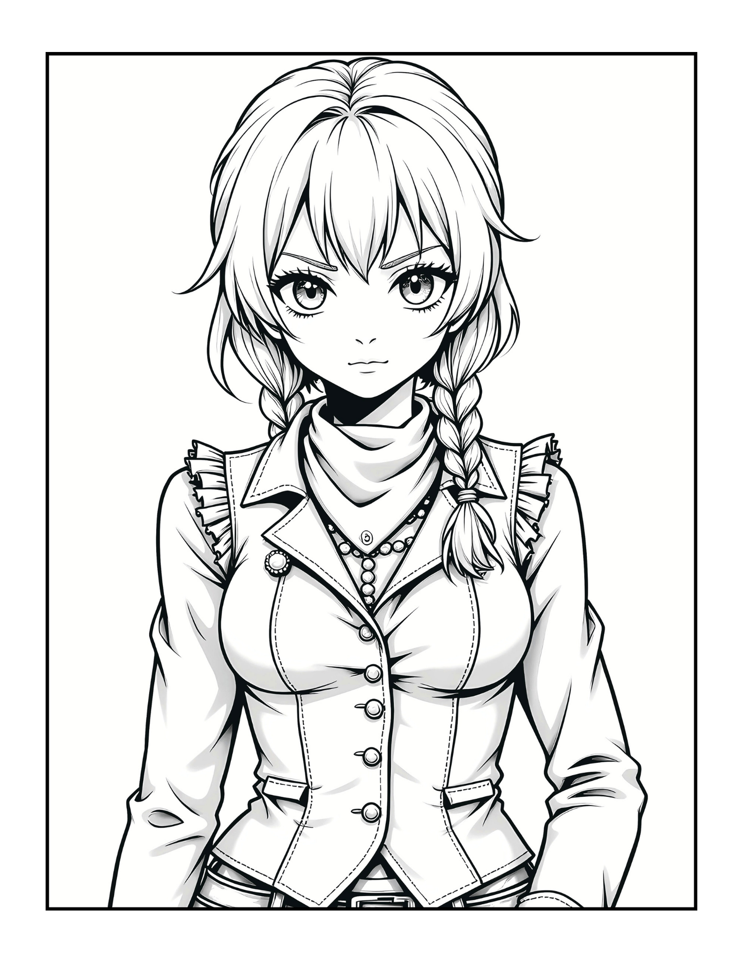 Western Anime Cowgirl Coloring Book Gift for Adults Men Women Kids Boys Girls Teens Bold Easy 50 Pages Single Sided Anime Cowgirl Coloring