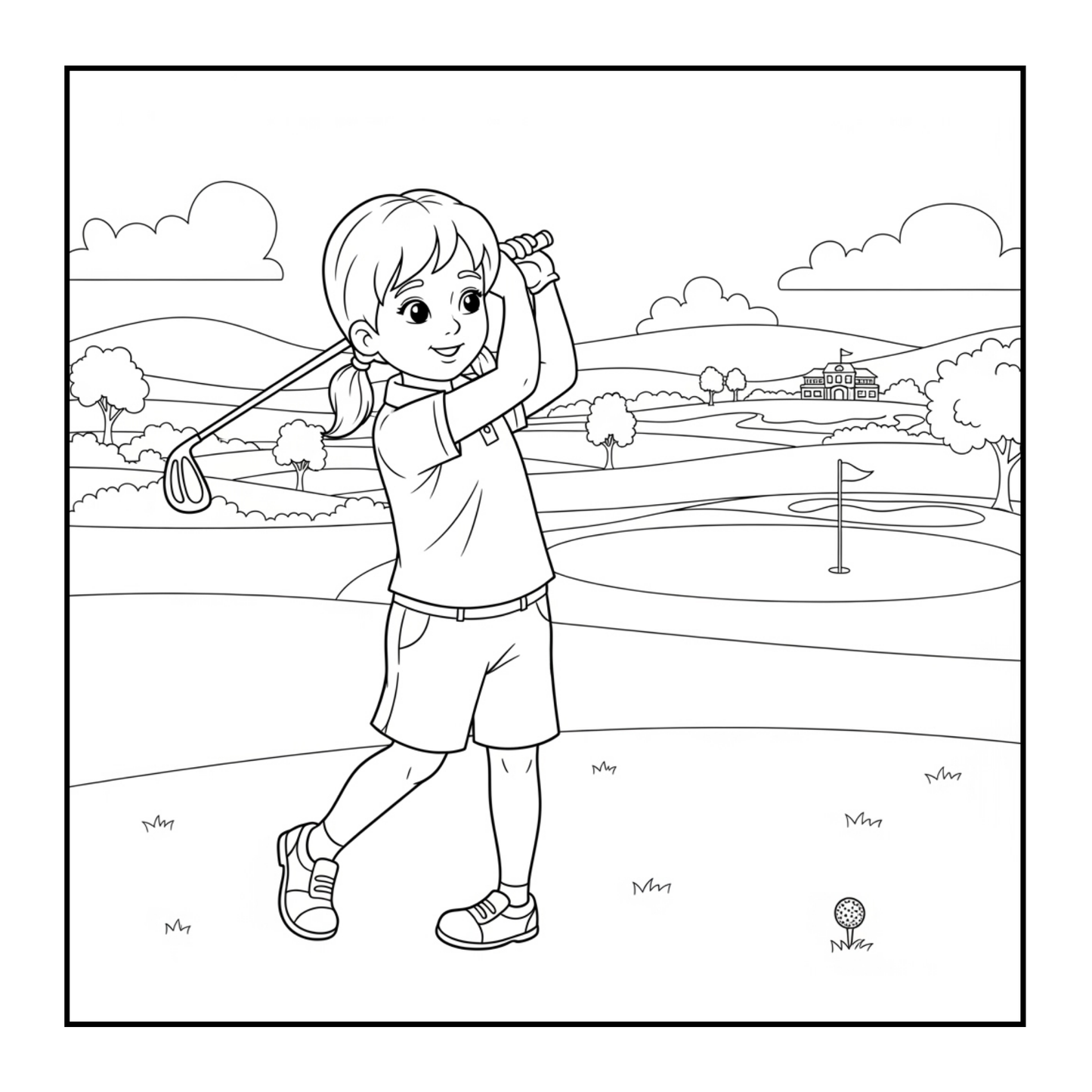 Golf Player Golfer Coloring Book for Adults Men Women Kids Boys Girls Teens Youth Single Sided Golfing Coloring Activity Book for Children