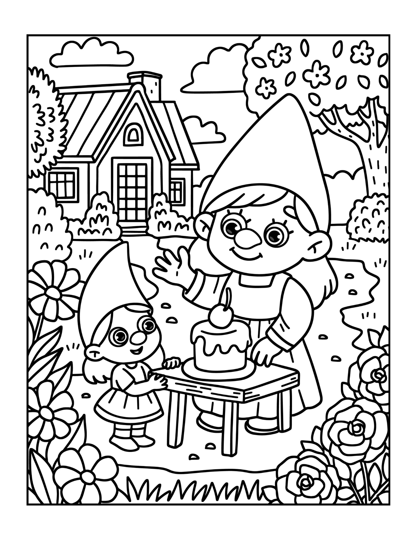 Cozy and Comfy Garden Gnomes Coloring Book Gift for Adults Men Women Kids Young Boys Girls Teens Cute Enchanted Gnome Coloring Pages