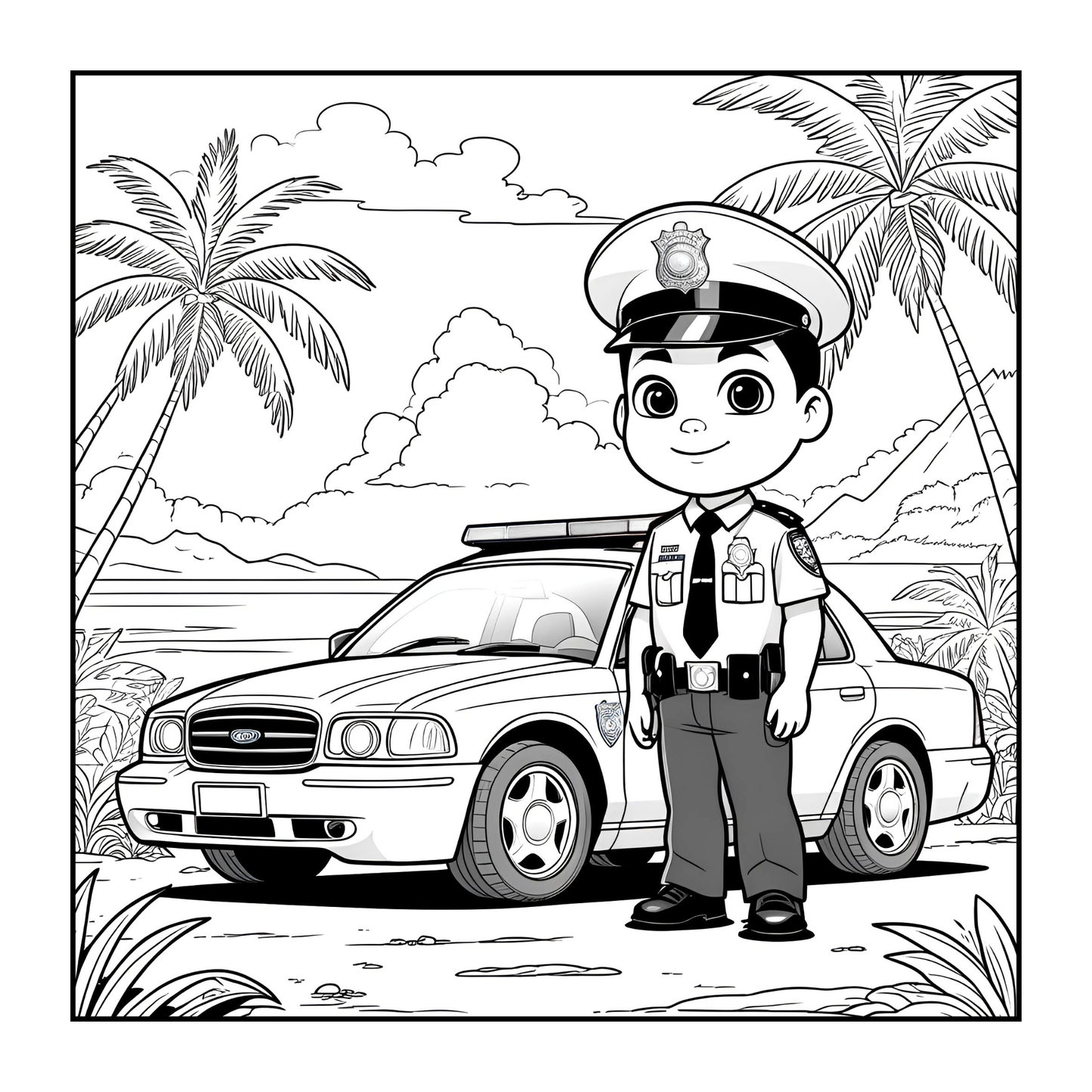 Cool Police Officer Coloring Book Gift for Adults Kids Boys Girls Teens Police Coloring Activity Book for Children Bold Easy Cute Policeman