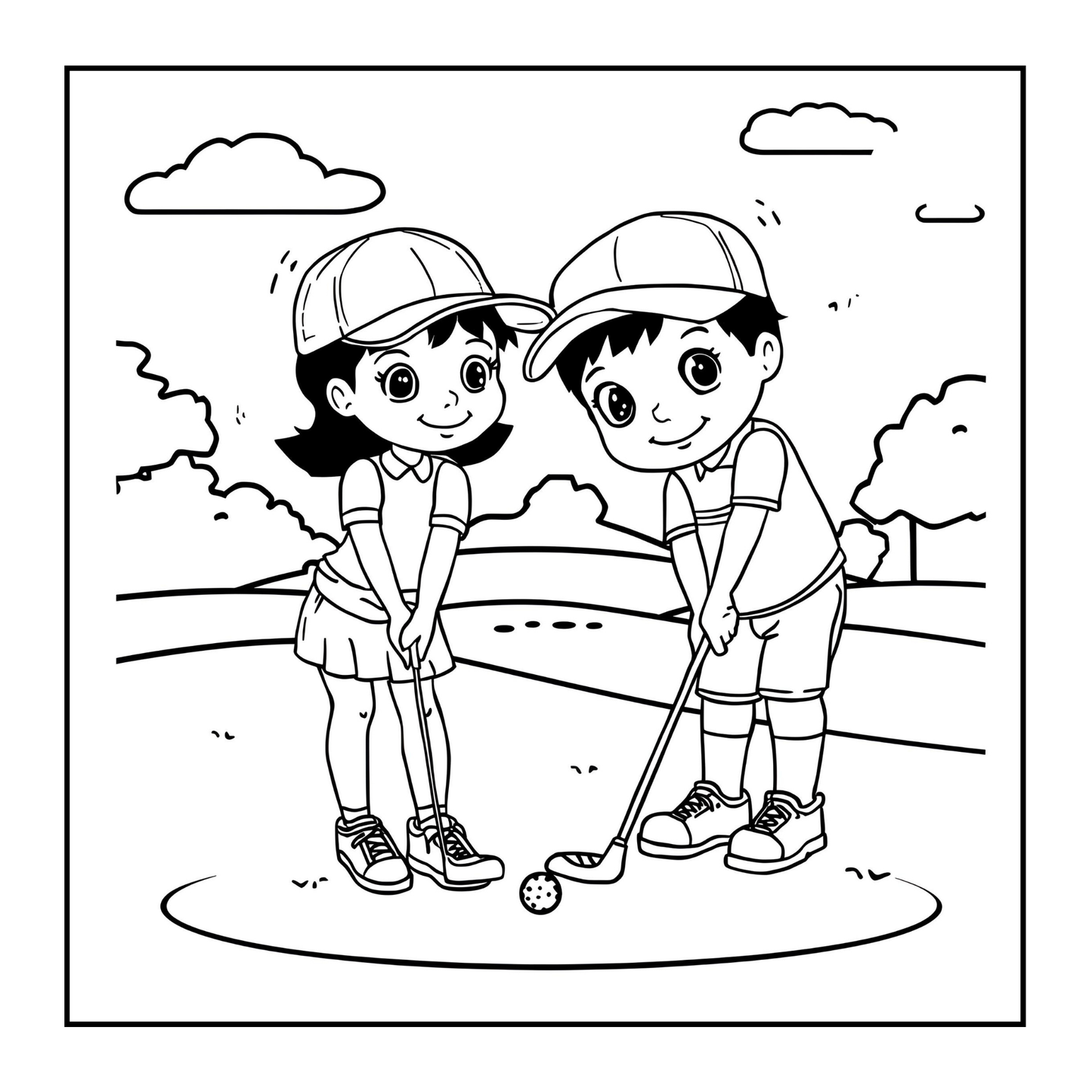 Golf Player Golfer Coloring Book for Adults Men Women Kids Boys Girls Teens Youth Single Sided Golfing Coloring Activity Book for Children