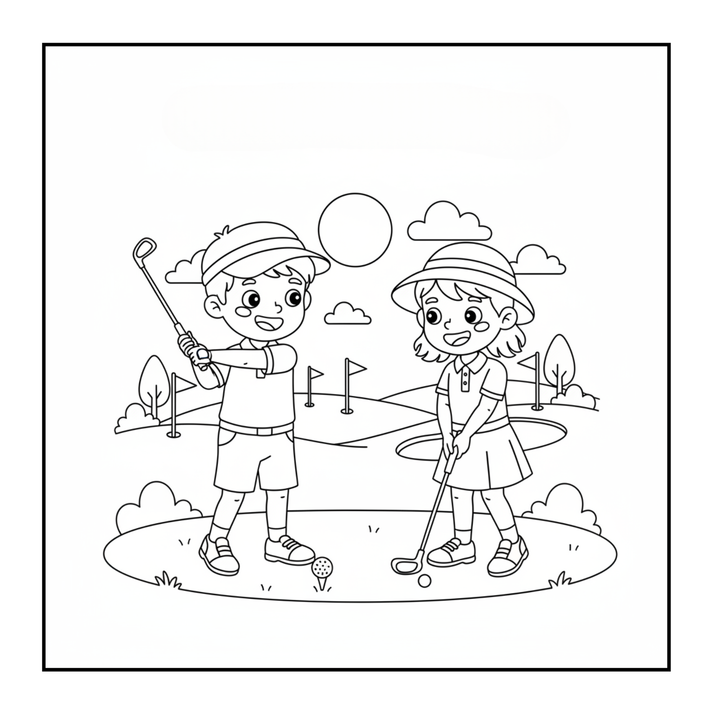 Golf Player Golfer Coloring Book for Adults Men Women Kids Boys Girls Teens Youth Single Sided Golfing Coloring Activity Book for Children