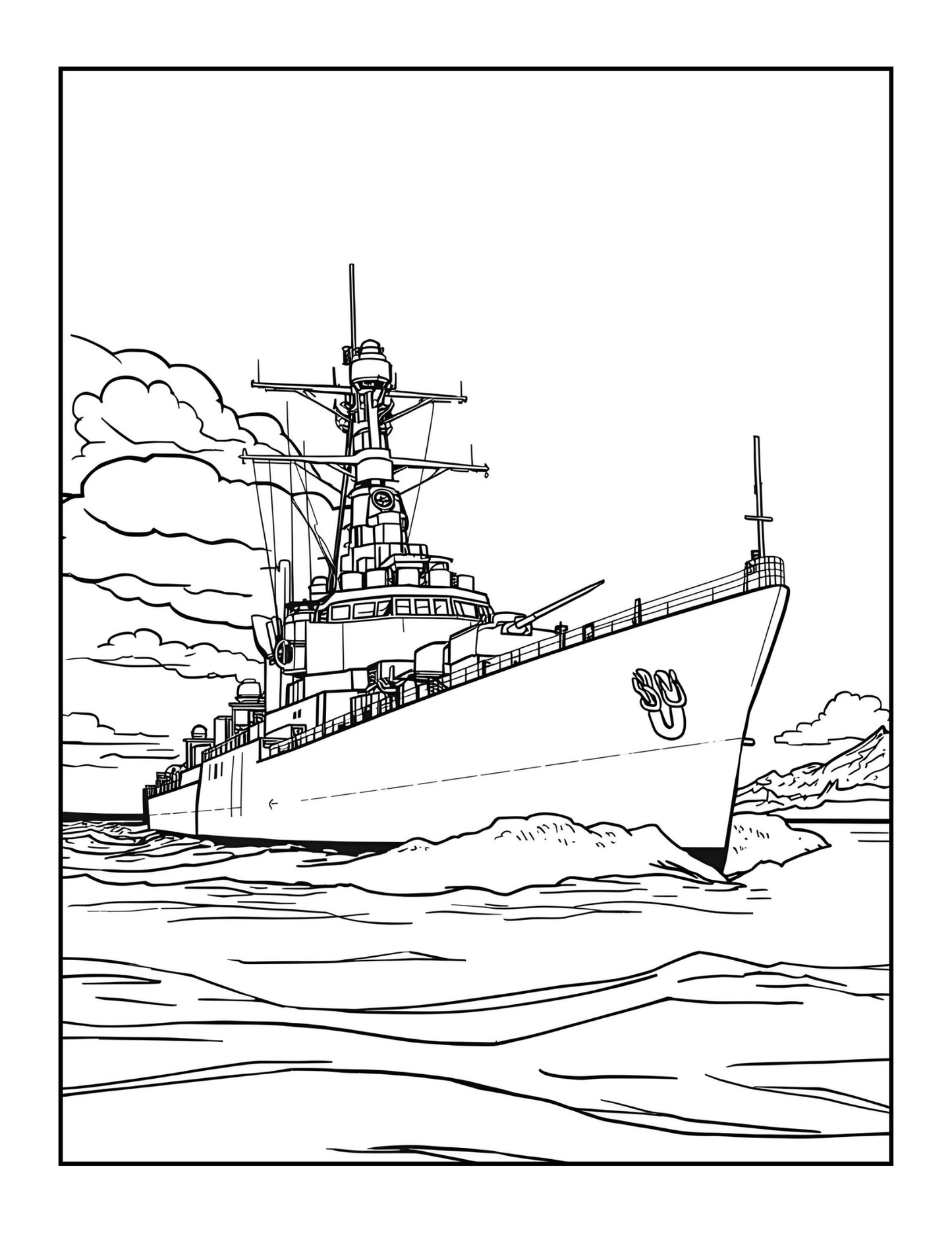 Navy Ship Coloring Book for Adults Men Women Kids Boys Girls Teens Military Navy Coloring Pages Children Navy Carrier Ship Coloring Sheets