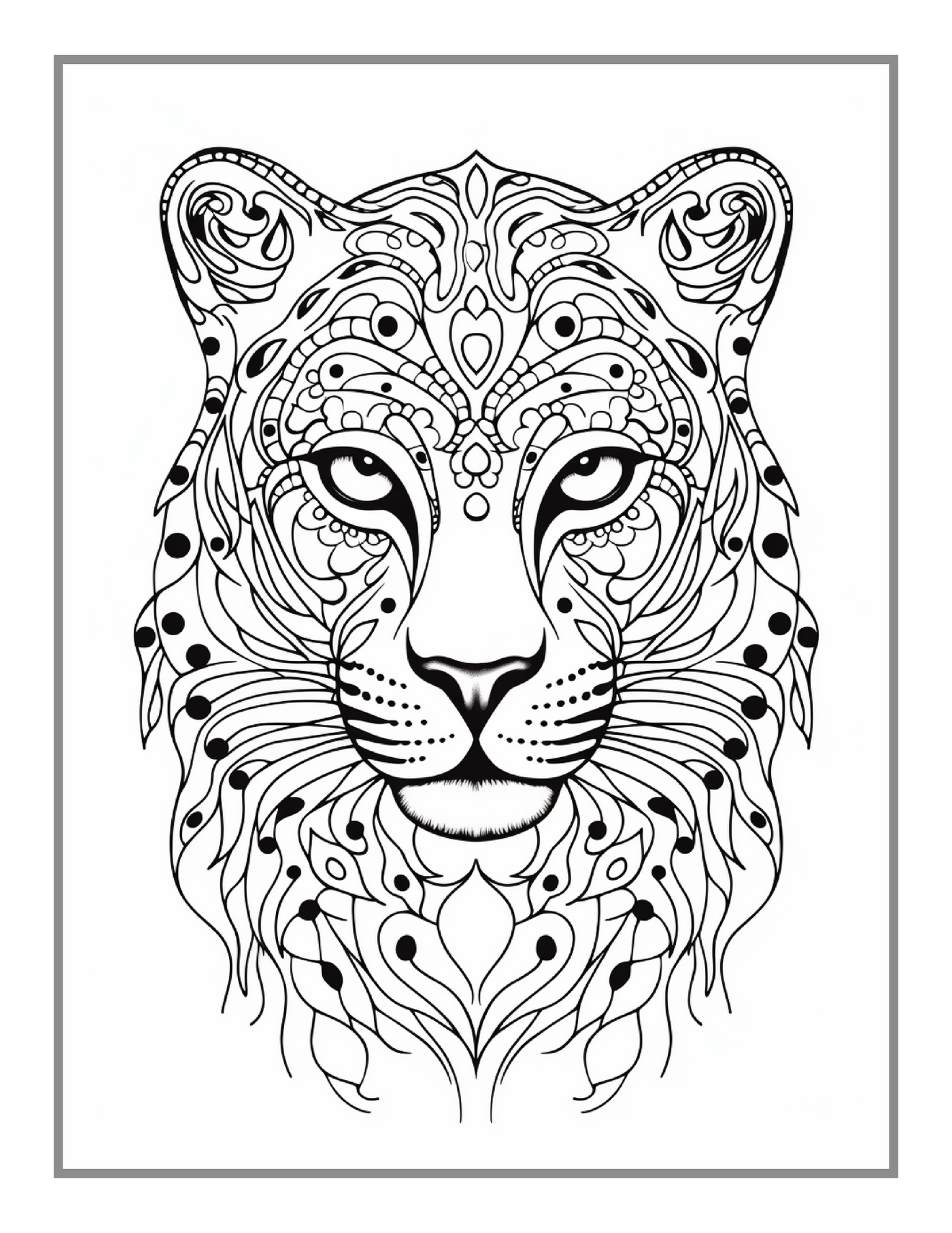 50 Pages Bold and Easy Leopard Animal Mandala Coloring Book Gift for Adults Kids Men Women Boys Girls Teens Youth Leopard Lover Mandala