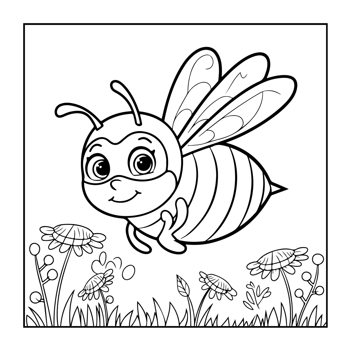 Cute Kawaii Honey Bee Coloring Book Gift for Kids Boys Girls Teens Cozy Queen Bee Coloring Book 50 Pages Single Sided Honey Bee Coloring