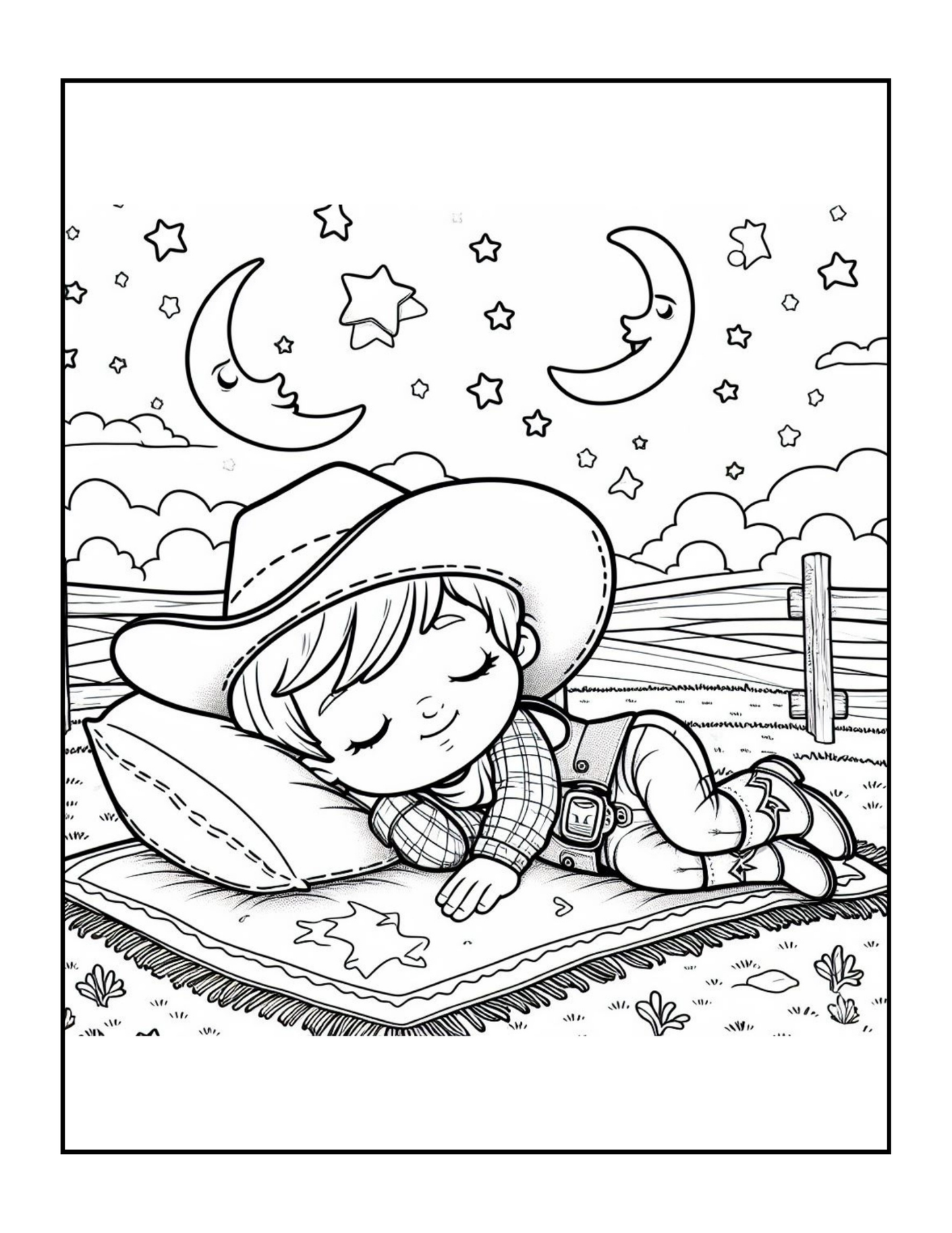 Cowboy Coloring Book Gift for Adults Men Women Kids Young Boys Girls Teens 50 Pages Single Sided Western Cowboy Coloring Activity Book