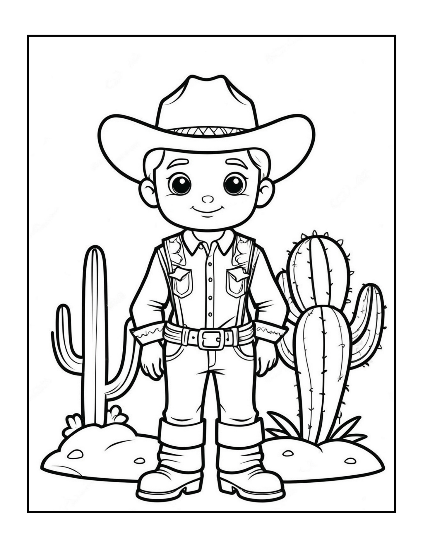 Cowboy Coloring Book Gift for Adults Men Women Kids Young Boys Girls Teens 50 Pages Single Sided Western Cowboy Coloring Activity Book