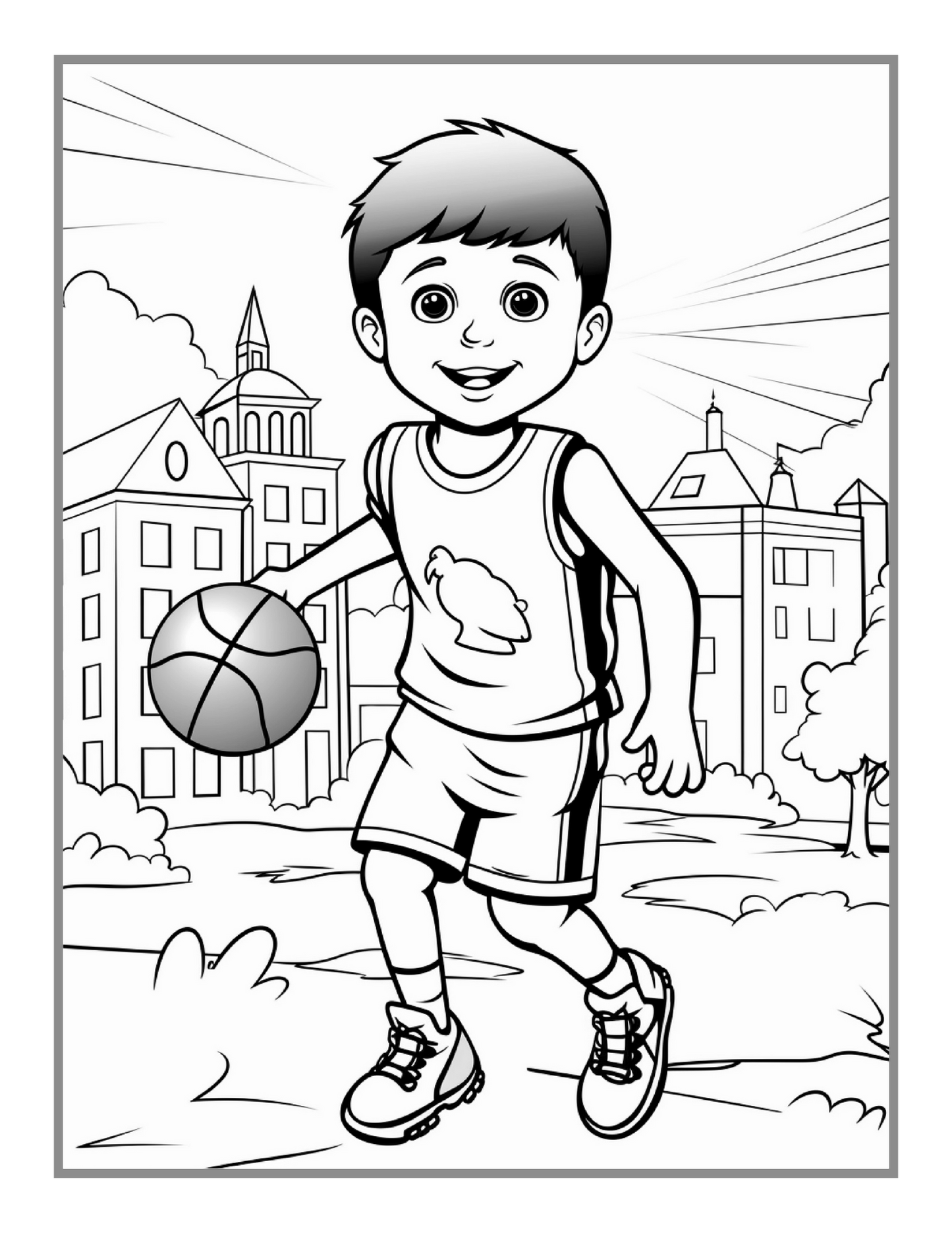 Basketball Coloring Book Gift for Adults Kids Men Women Boys Girls Teens Youth 50 Pages Basketball Player Coloring Activity Book