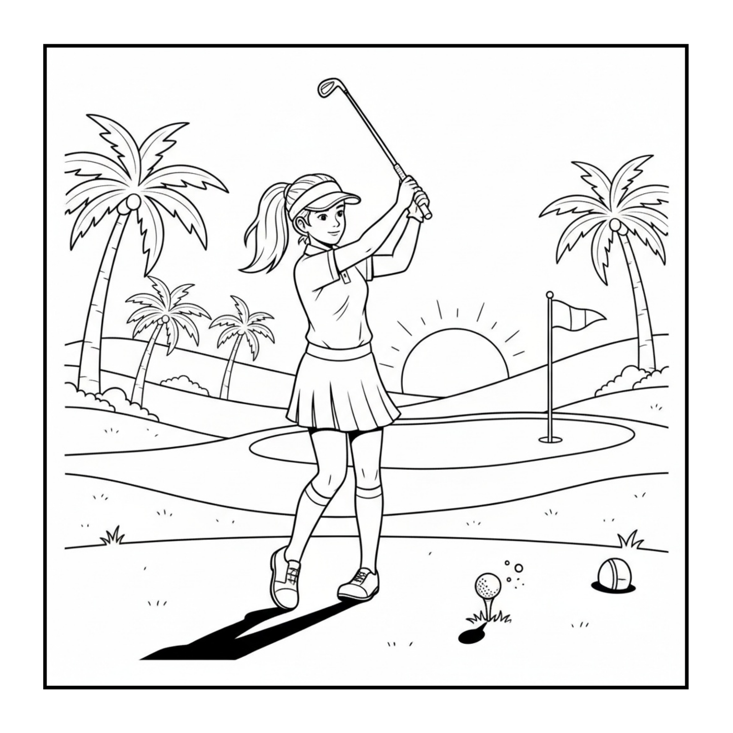 Golf Player Golfer Coloring Book for Adults Men Women Kids Boys Girls Teens Youth Simple Stress Free Relief Coloring Book Golfing Coloring