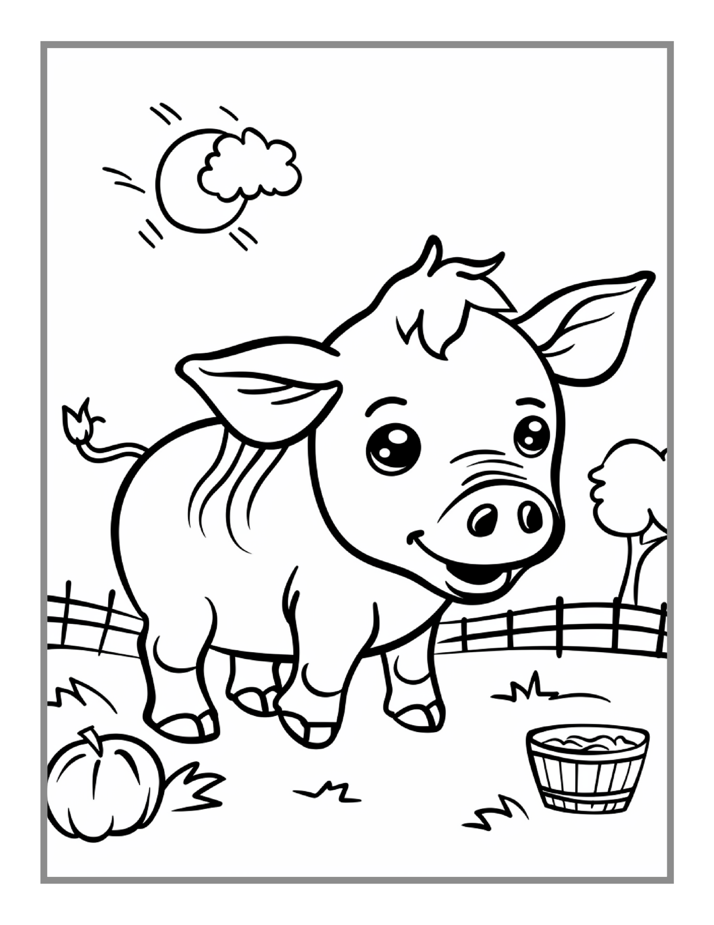 50 Pages Cute Farm Animals Coloring Book Gift for Adults Kids Men Women Boys Girls Children Country Farm Animals Cow Sheep Coloring Sheets