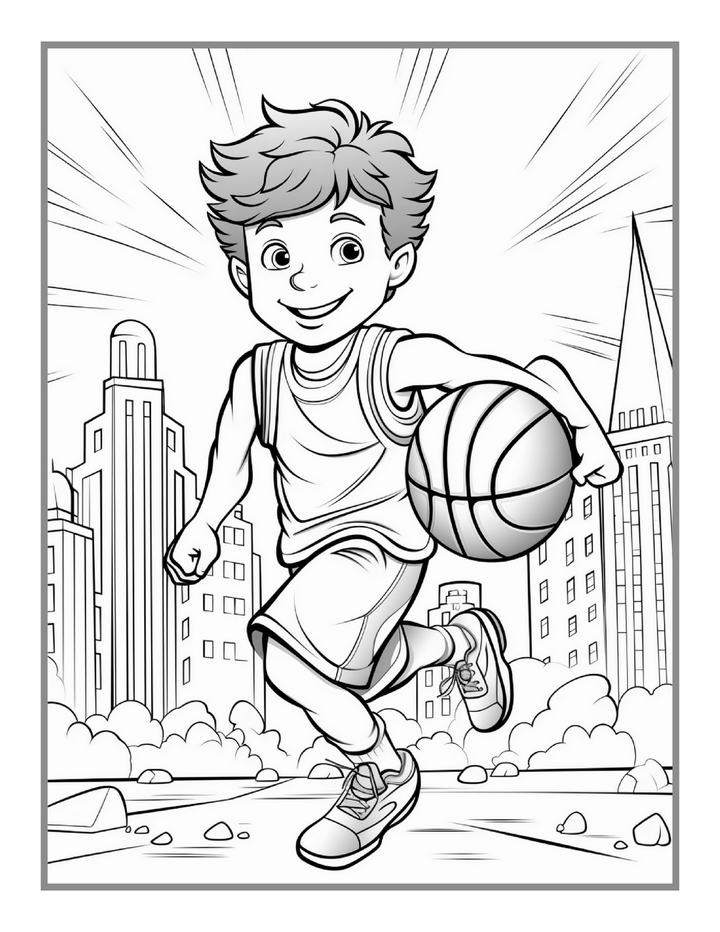 Basketball Coloring Book Gift for Adults Kids Men Women Boys Girls Teens Youth 50 Pages Basketball Player Coloring Activity Book