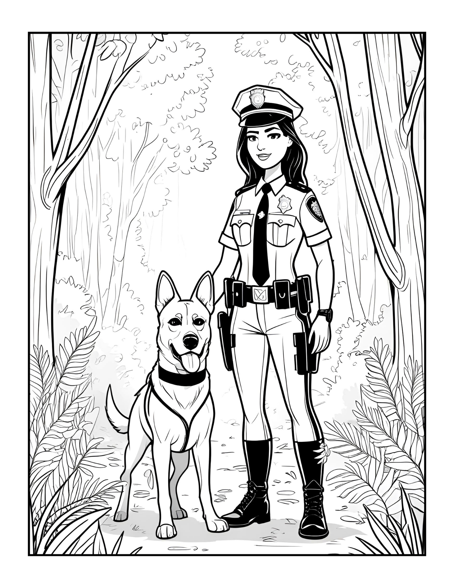 Cool Police Officer Coloring Book Gift for Adults Kids Boys Girls Teens 50 Pages Single Sided Police Officer Coloring Pages