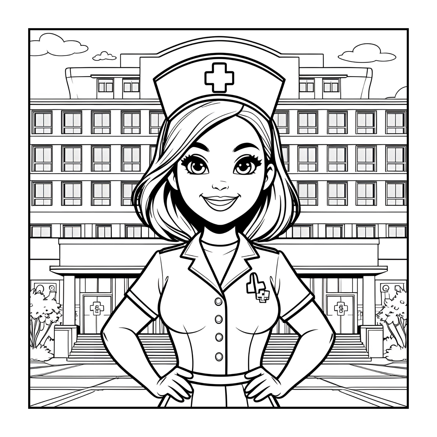 Nurse Coloring Book Gift for Adults Men Women Kids Young Boys Girls Teens 50 Pages Single Sided Hospital Nurse Coloring Activity Book