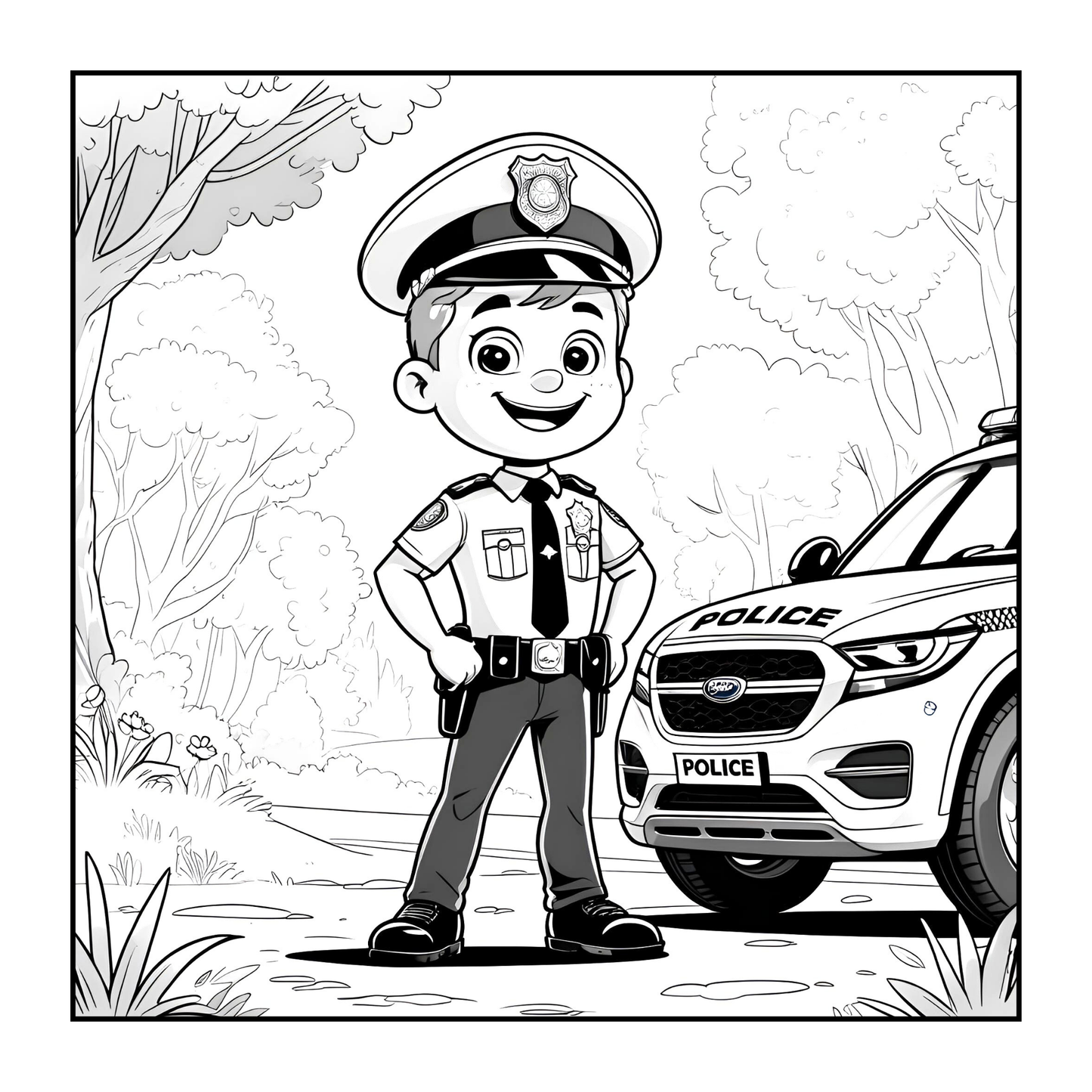 Cool Police Officer Coloring Book Gift for Adults Kids Boys Girls Teens 50 Pages Single Sided Police Coloring Activity Book for Children