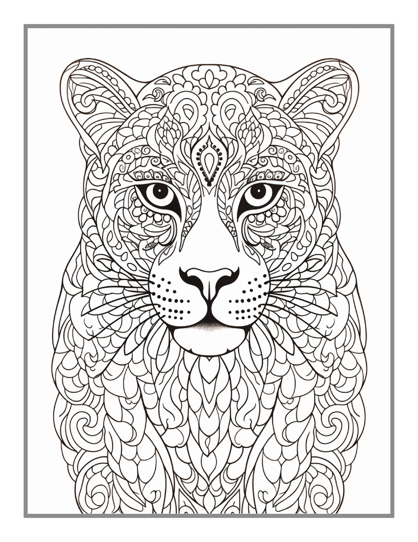 50 Pages Bold and Easy Leopard Animal Mandala Coloring Book Gift for Adults Kids Men Women Boys Girls Teens Youth Leopard Lover Mandala