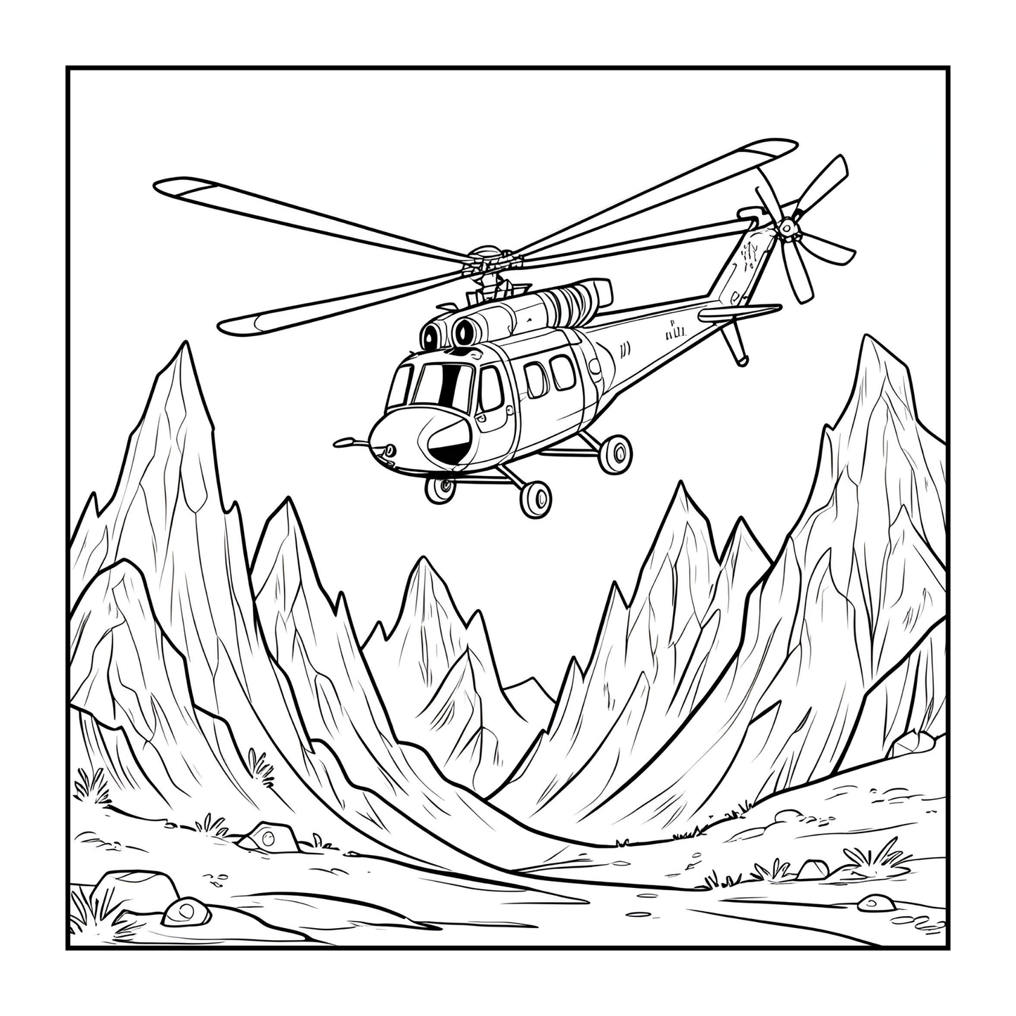 Military Helicopter Coloring Book Gift for Adults Kids Boys Girls Teens 50 Pages Single Sided Coloring Activity Book for Children