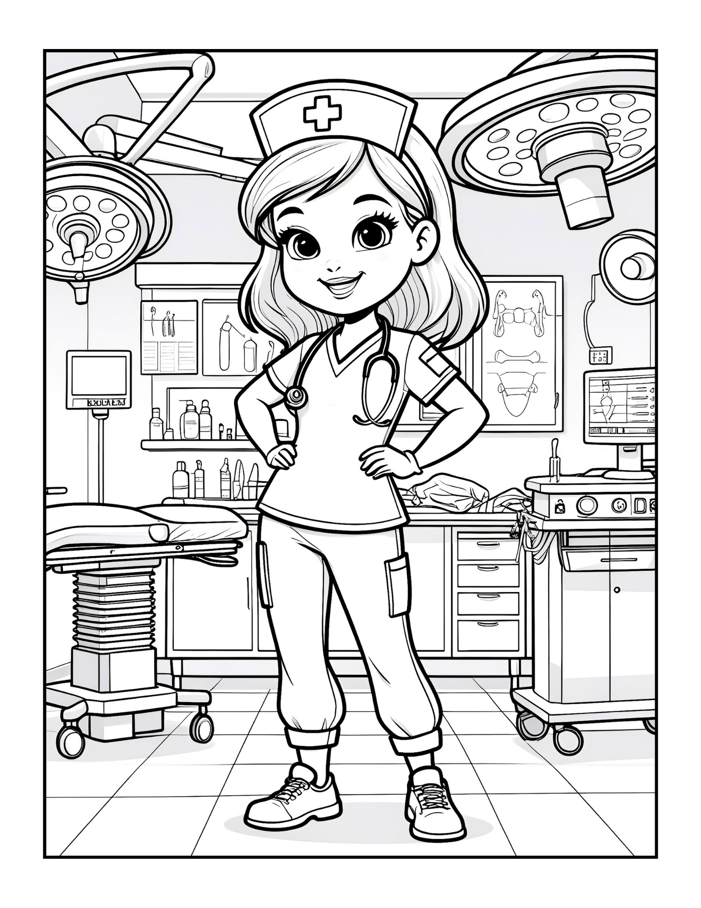 Nurse Coloring Book Gift for Adults Men Women Kids Young Boys Girls Teens 50 Pages Single Sided Hospital Nurse Coloring Activity Book