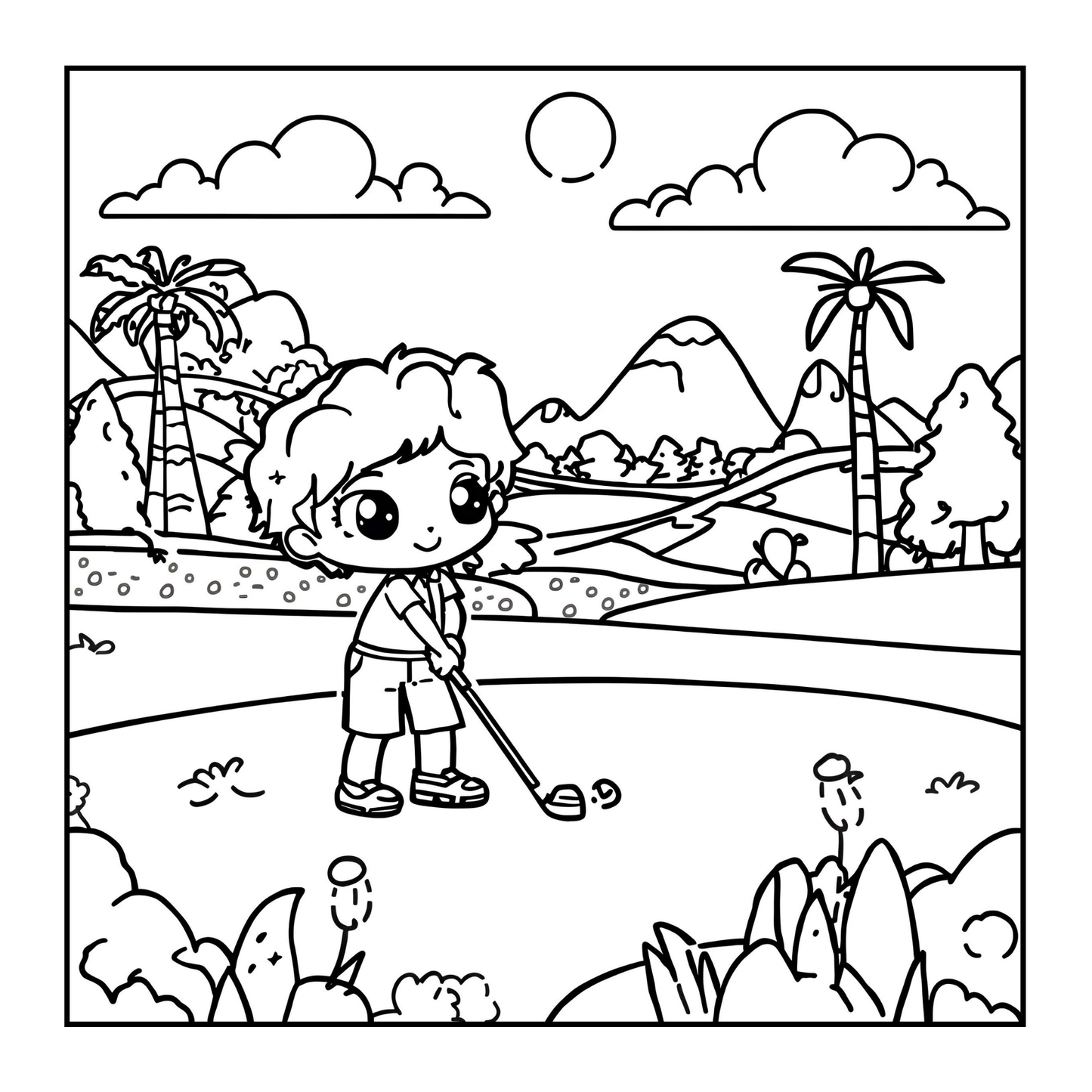 Golf Player Golfer Coloring Book for Adults Men Women Kids Boys Girls Teens Youth Single Sided Golfing Coloring Activity Book for Children