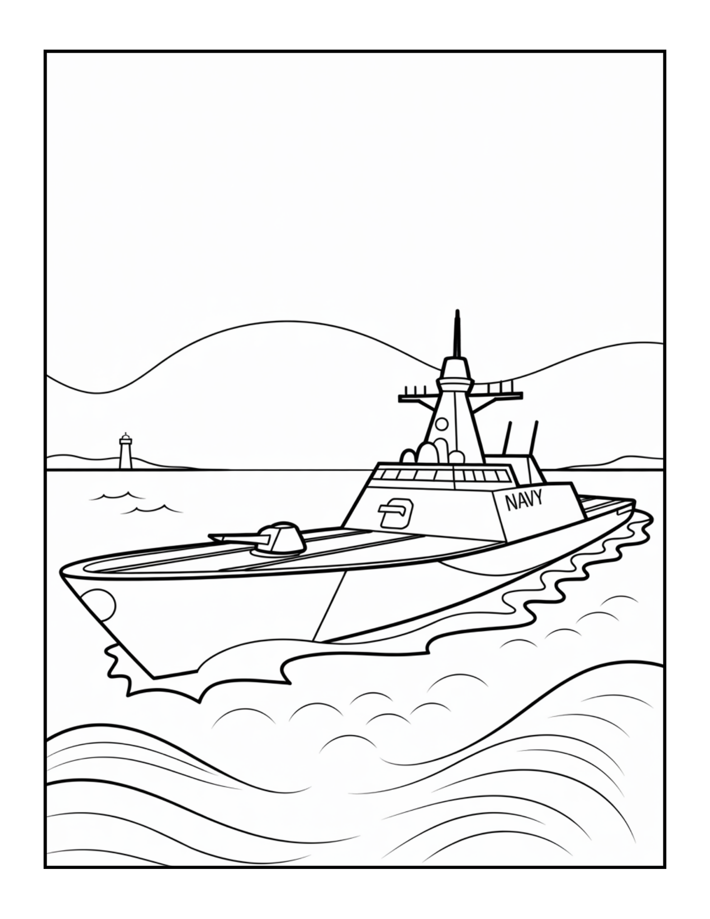 Navy Ship Coloring Book for Adults Men Women Kids Boys Girls Teens Military Children Marine Soldier War Combat Navy Ship Navy Coloring Pages
