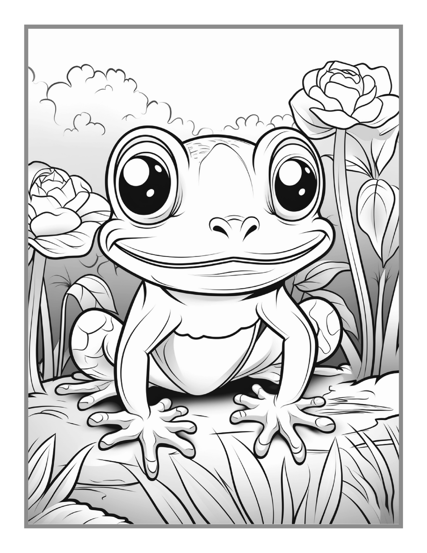 Cute Frog Toad Coloring Book Gift for Adults Kids Men Women Boys Girls Teens 50 Pages Frog Toad Coloring Sheets for Children Students