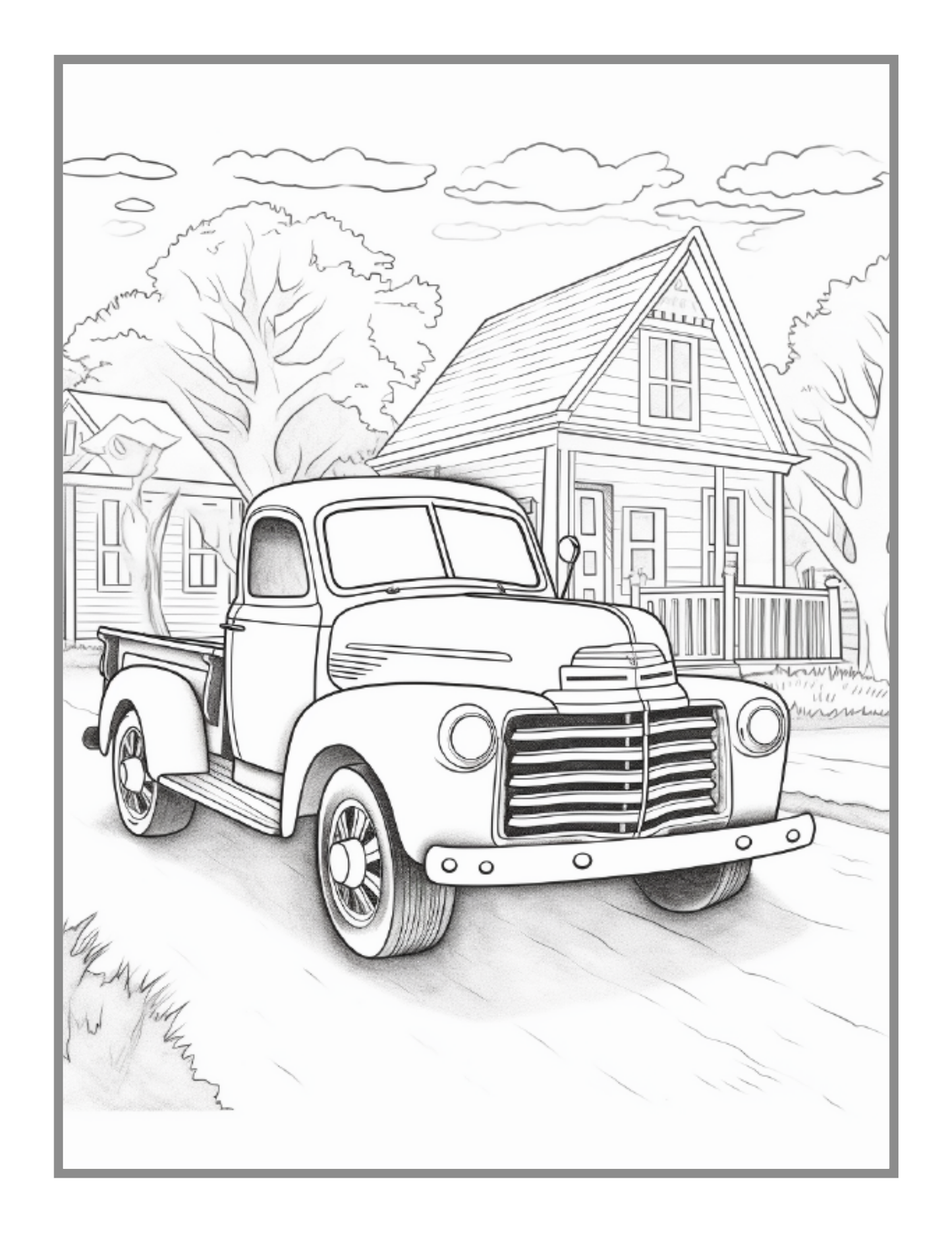 50 Pages Cute Vehicles Cars Coloring Book Gift for Adults Kids Men Women Boys Girls Teens Youth Bold Easy Vehicle Coloring Activity Sheets