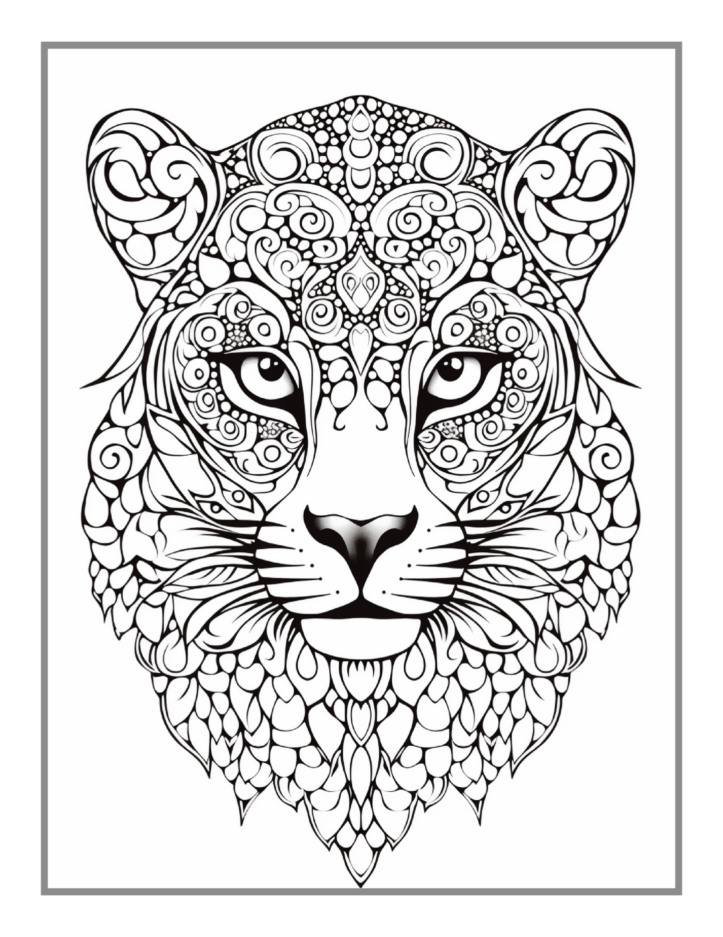 50 Pages Bold and Easy Leopard Animal Mandala Coloring Book Gift for Adults Kids Men Women Boys Girls Teens Youth Leopard Lover Mandala