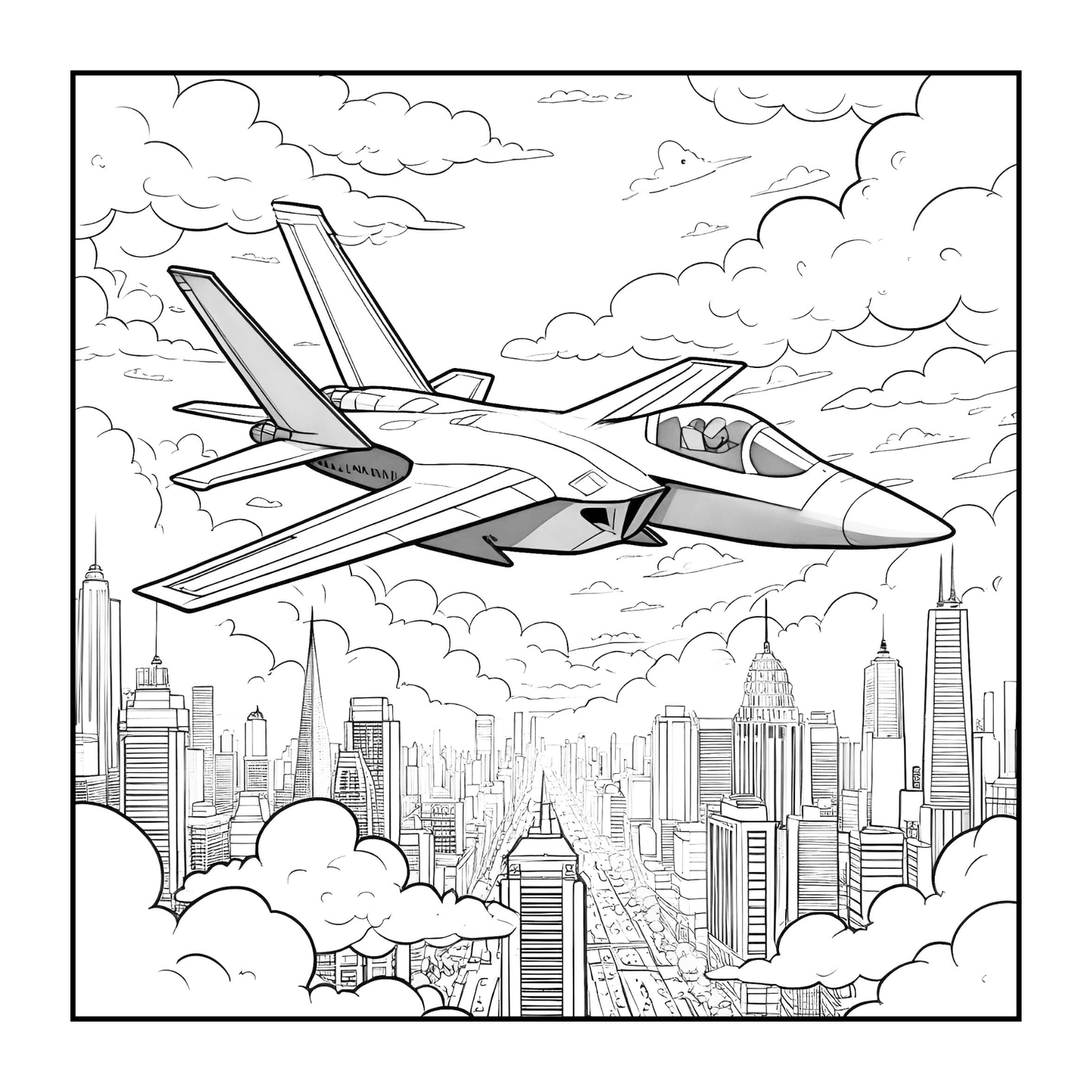 Military Jet Fighter Plane Coloring Book for Kids Adults Boys Girls 50 Pages Single Sided Plane Coloring Book Airplane Coloring Book Gift