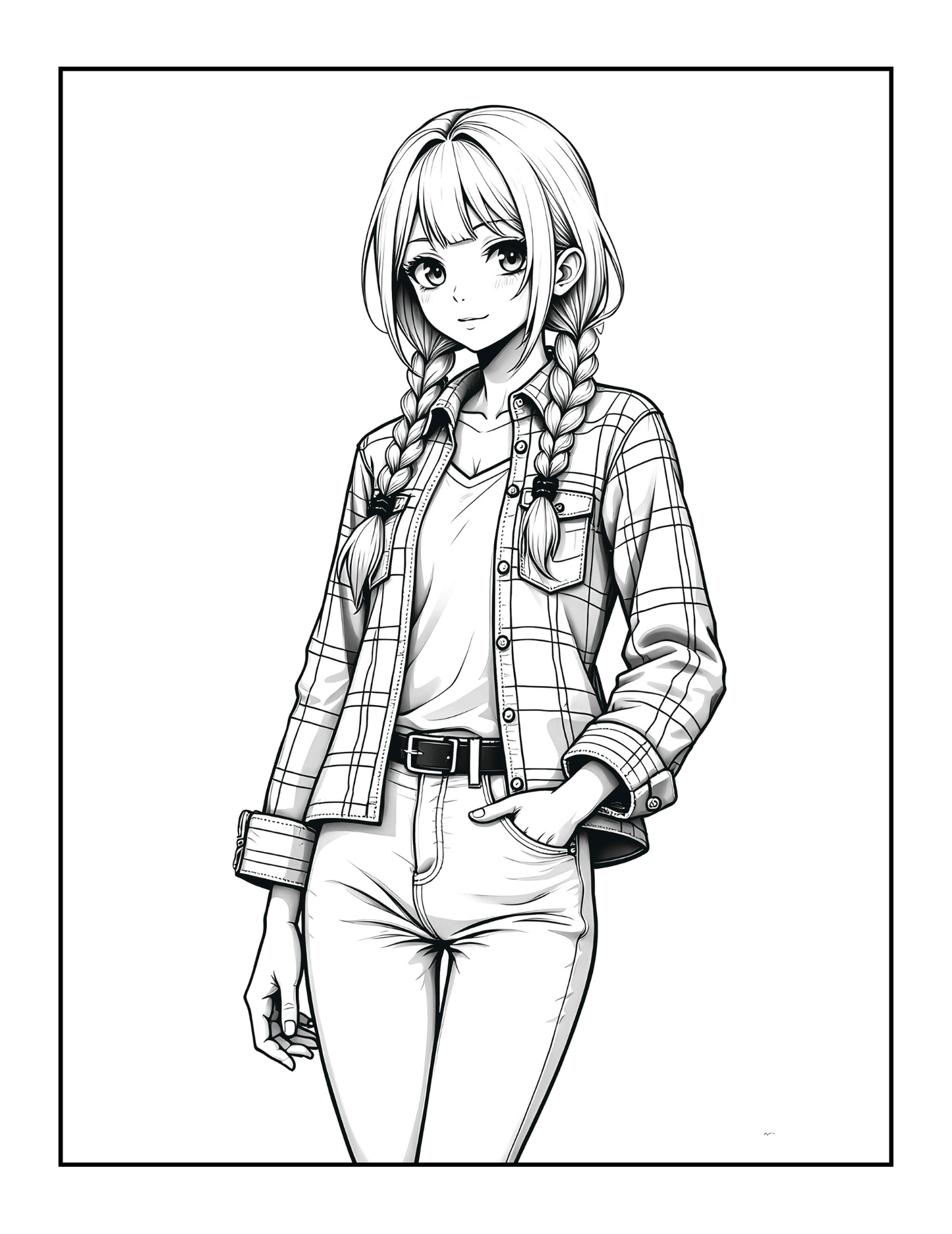 50 Pages Single Sided Cute Japanese Anime Manga Fashion Model Girls Coloring Book Gift for Adults Men Women Kids Young Boys Girls Teens