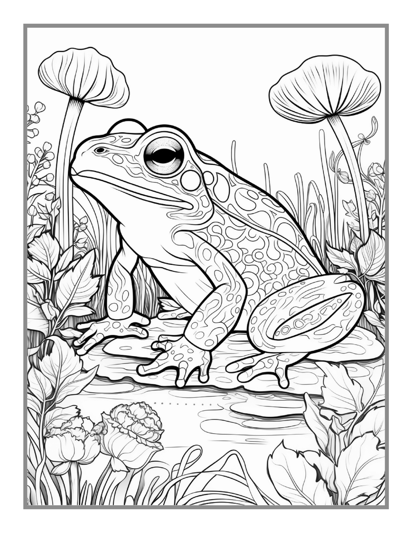 Cute Frog Toad Coloring Book Gift for Adults Kids Men Women Boys Girls Teens 50 Pages Frog Toad Coloring Sheets for Children Students