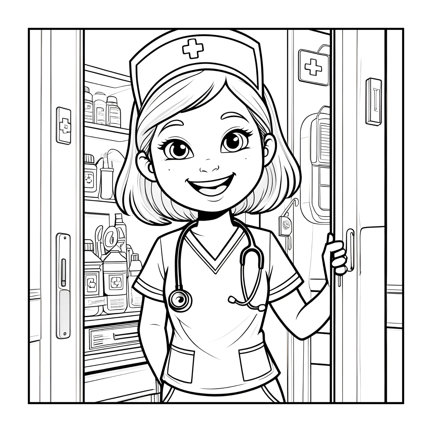 Nurse Coloring Book Gift for Adults Men Women Kids Young Boys Girls Teens 50 Pages Single Sided Hospital Nurse Coloring Activity Book