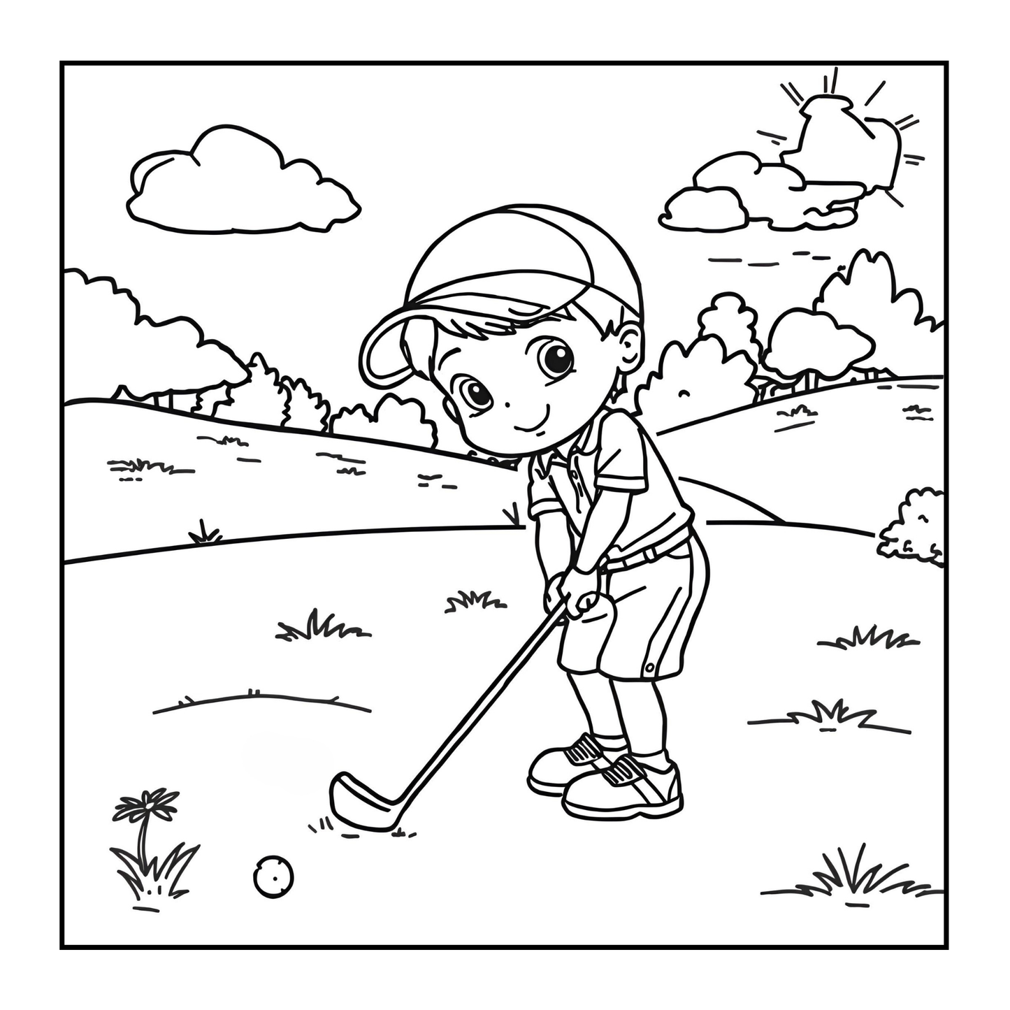 Golf Player Golfer Coloring Book for Adults Men Women Kids Boys Girls Teens Youth Single Sided Golfing Coloring Activity Book for Children