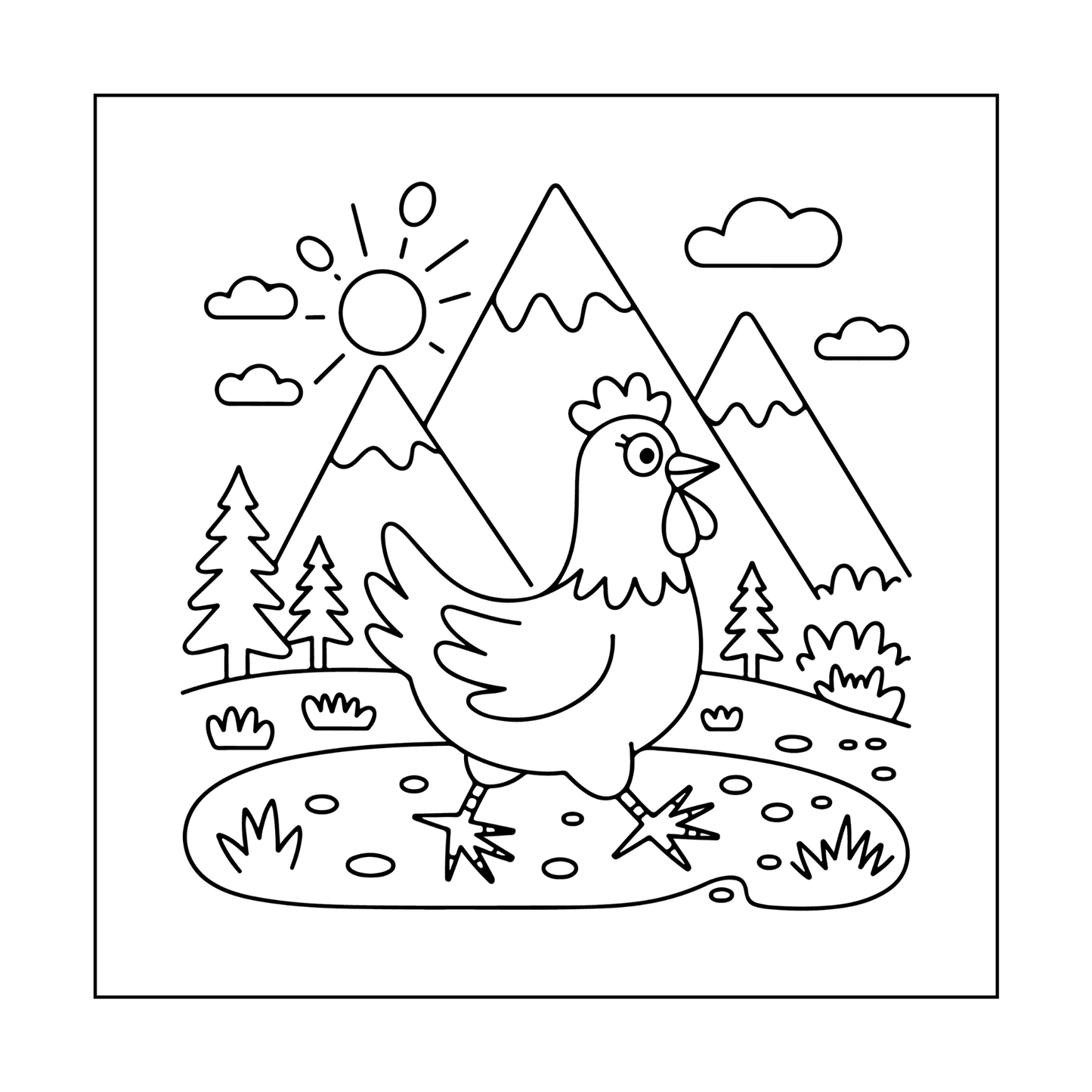 Cute Funny Chicken Coloring Book Gift for Adults Kids Boys Girls Teens Bold and Easy Chicken Bird Coloring Sheets for Children Relaxation