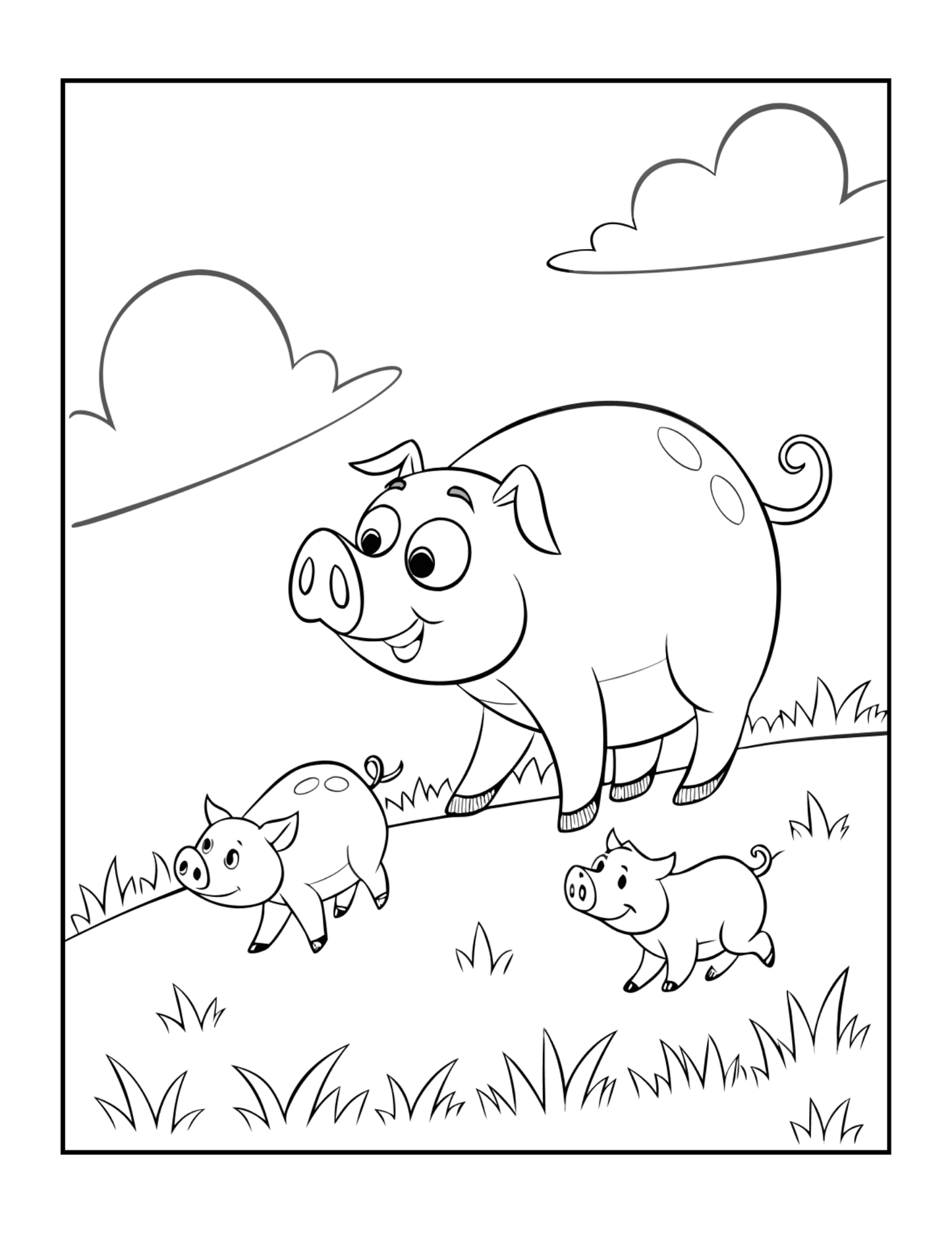 50 Pages Single Sided Cute Pig Coloring Book Gift for Adults Men Women Kids Young Boys Girls Teens Cool Piggy Coloring Activity Book