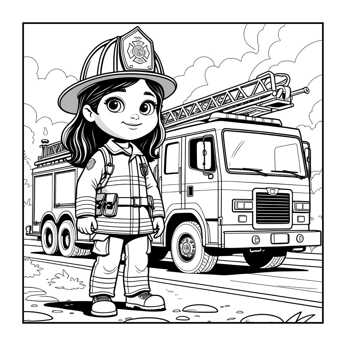 Cool Firefighter Coloring Book Gift for Adults Men Women Kids Boys Girls Teens Bold and Easy Stress Relief Firefighter Coloring Book