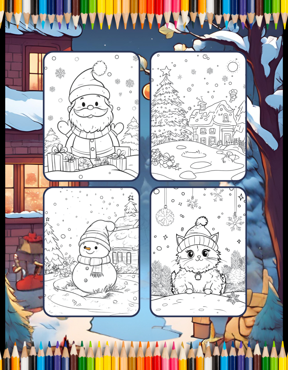 50 Pages Merry Christmas Coloring Book Gift for Adults Men Women Kids Boys Girls Children Cute Santa Claus Easy Coloring Activity Book Gift
