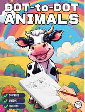 Load image into Gallery viewer, Dot to Dot Animal Lover Activity Book Gift for Kids Ages Boys Girls Teens Preschool Toddlers 50 Pages Cute Animals Dot to Dot Puzzle
