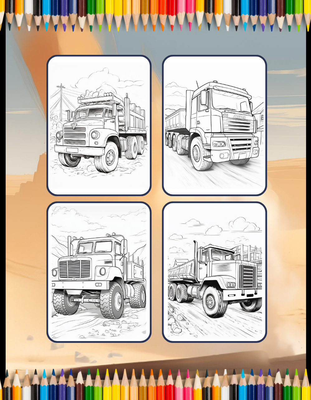 Construction Vehicle Coloring Book Gift for Men Women Adults Kids Boys Girls Teens Children 50 Pages Construction Truck Coloring Pages