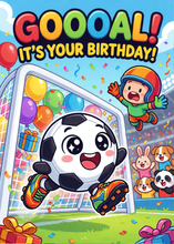 Load image into Gallery viewer, Soccer Birthday Card, Printed Football Greeting Card for Kids, Cute Sports Birthday Card for Boys, Soccer Fan Party Card with White Envelope

