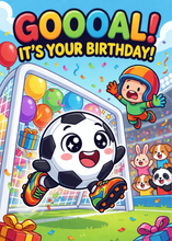 Load image into Gallery viewer, Soccer Birthday Card, Printed Kids Sports Greeting Card, Cute Soccer Ball Birthday Card for Boys, Physical Folded Card with Envelope
