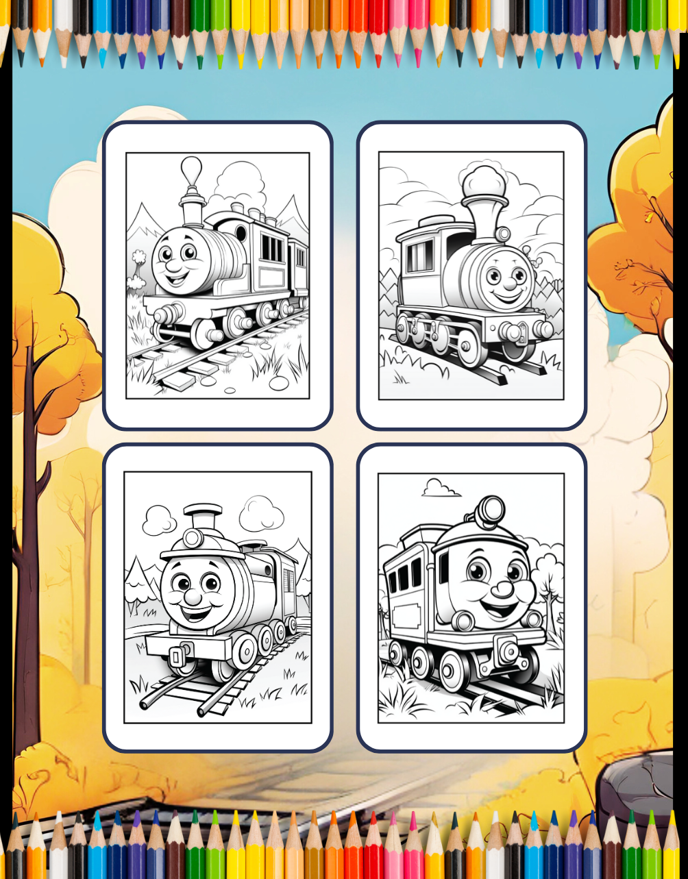 50 Pages Train Locomotive Enthusiasts Coloring Book Gift for Adults Kids Boys Girls Locomotive Train Lover Coloring Activity Book