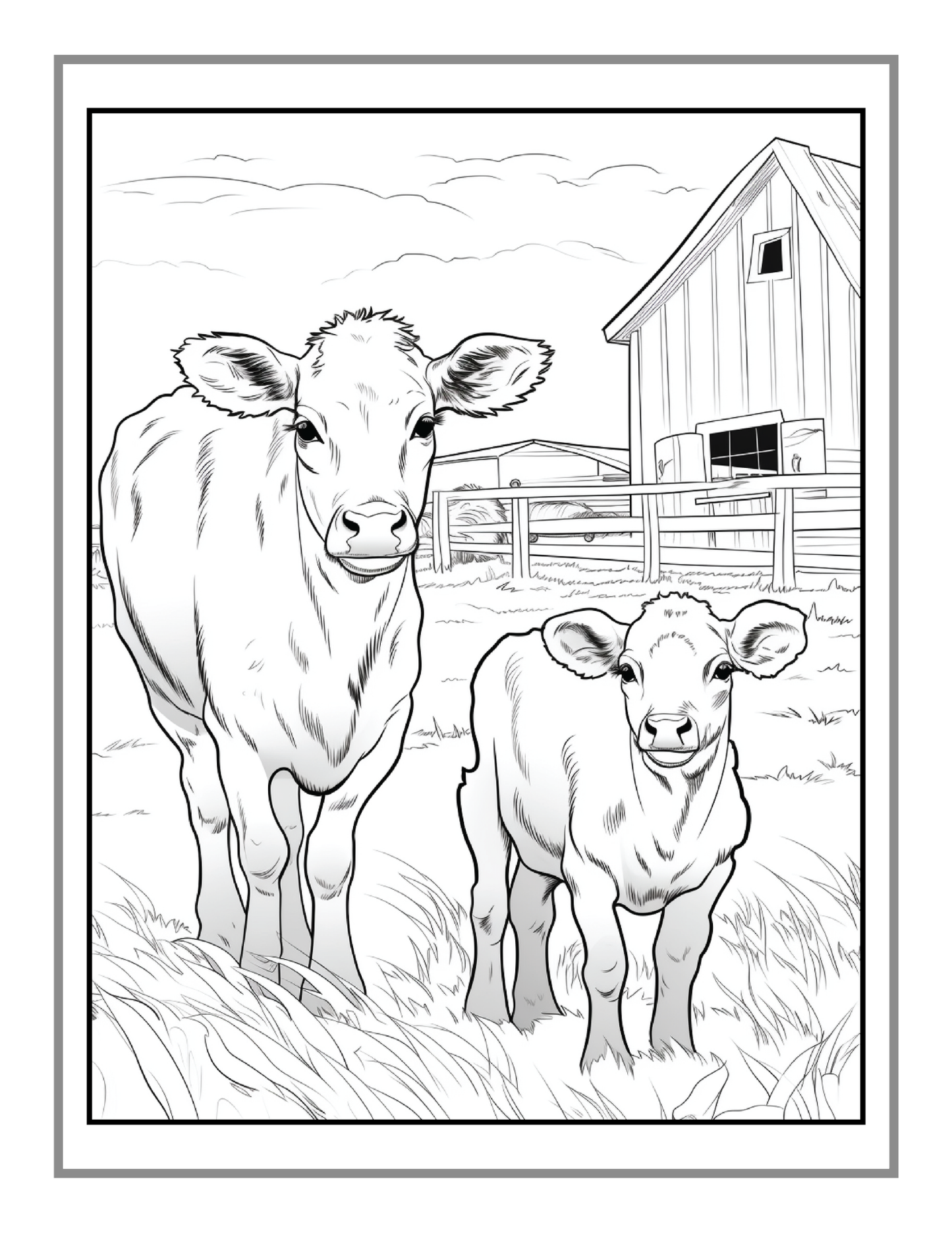 50 Pages Cute Farm Animals Coloring Book Gift for Adults Kids Men Women Boys Girls Children Country Farm Animals Cow Sheep Coloring Sheets