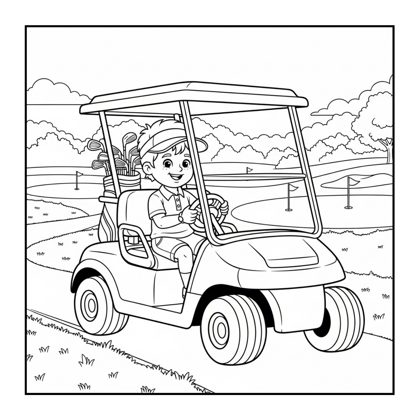 Golf Player Golfer Coloring Book for Adults Men Women Kids Boys Girls Teens Youth Single Sided Golfing Coloring Activity Book for Children