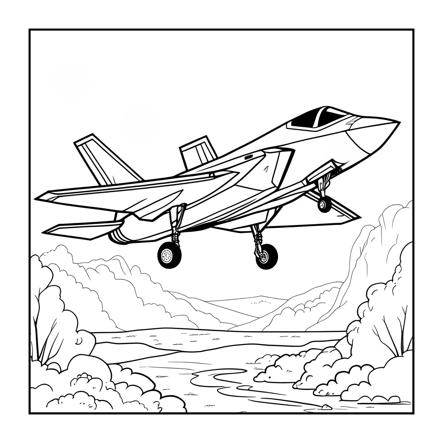 Military Jet Fighter Plane Coloring Book for Kids Adults Boys Girls 50 Pages Single Sided Plane Coloring Book Airplane Coloring Book Gift