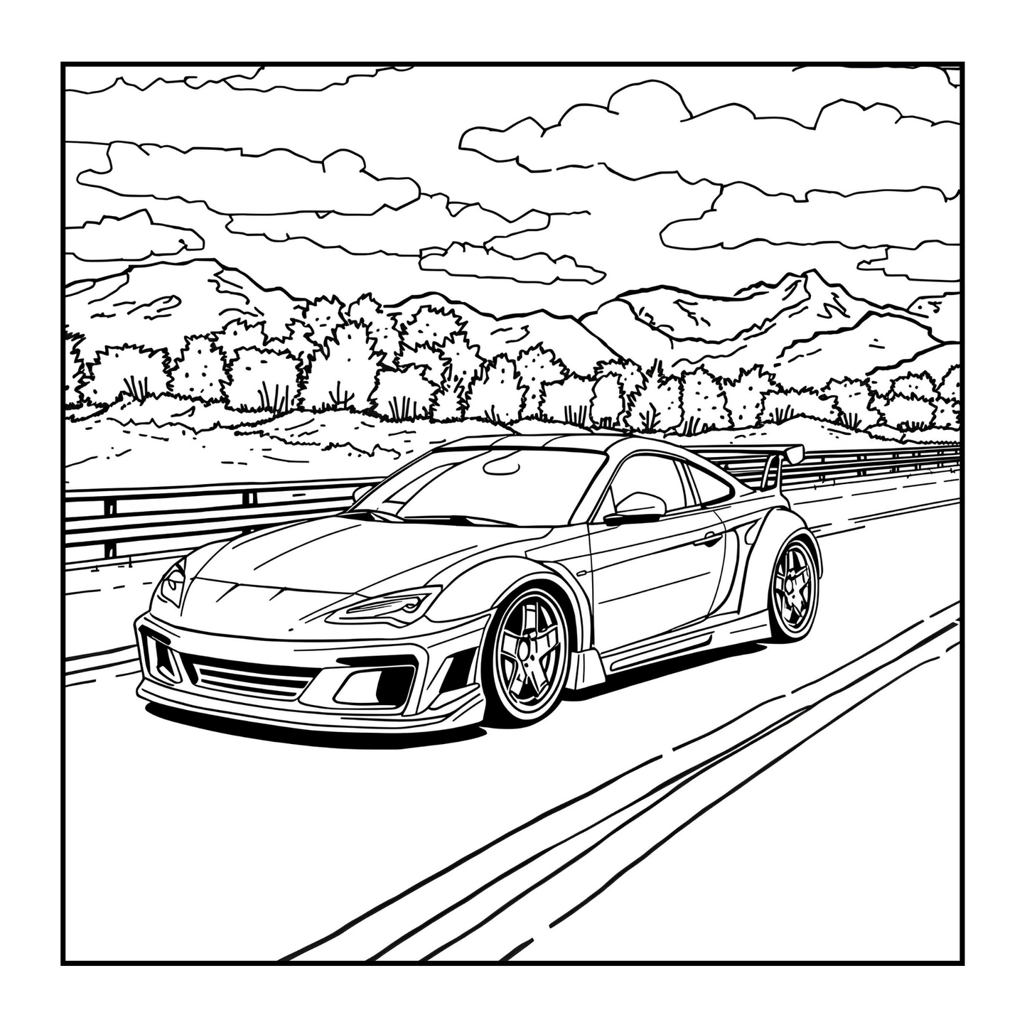 Modified Cars Coloring Book for Adults Men Women Kids Boys Girls Teens Bold Easy Simple Cars Coloring Book Drift Cars Coloring Activity Book