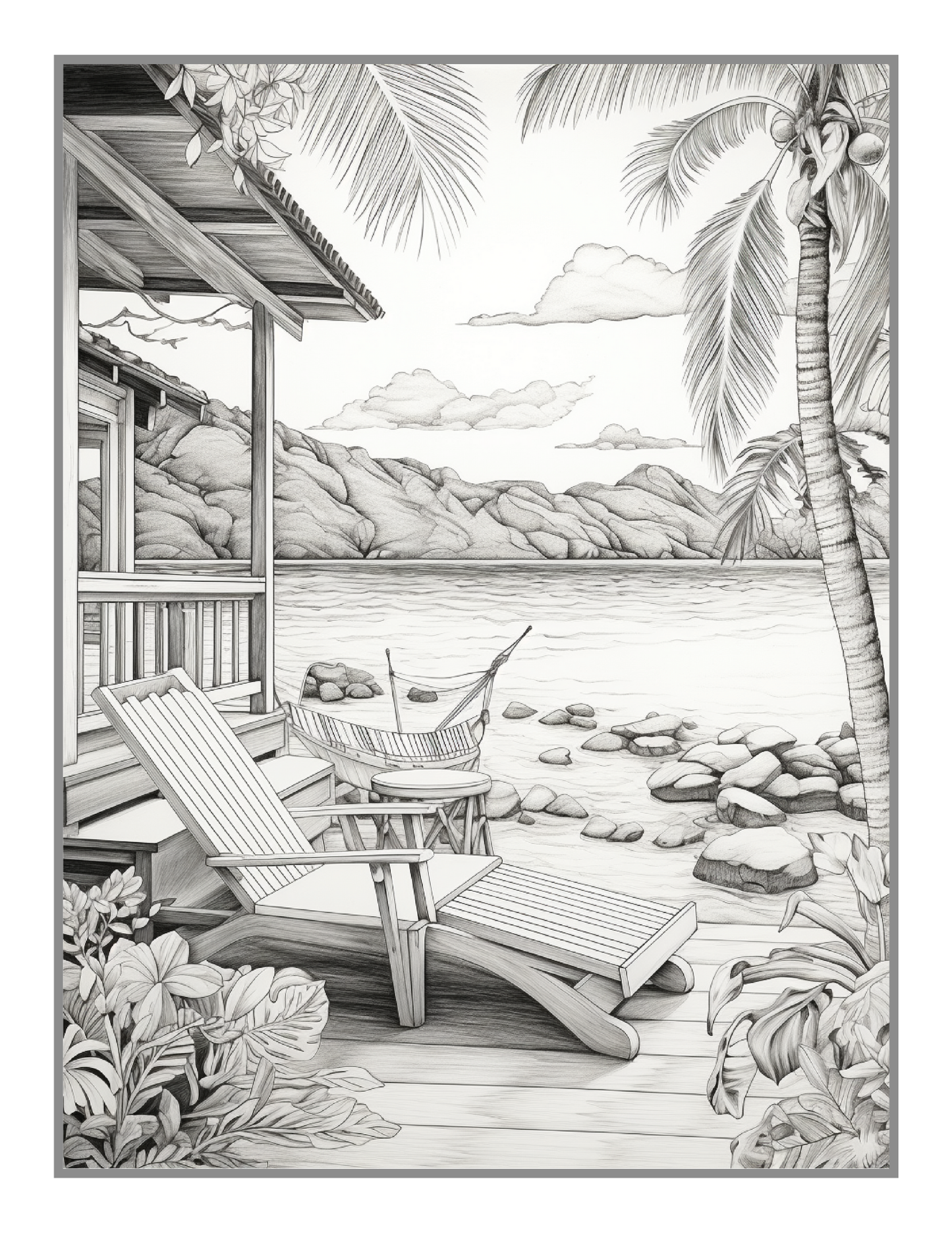 Tropical Beach Homes Coloring Book Birthday Holiday Gift for Adults Men Women Kids Boys Girls Teens 50 Pages Beach Life Coloring Activity