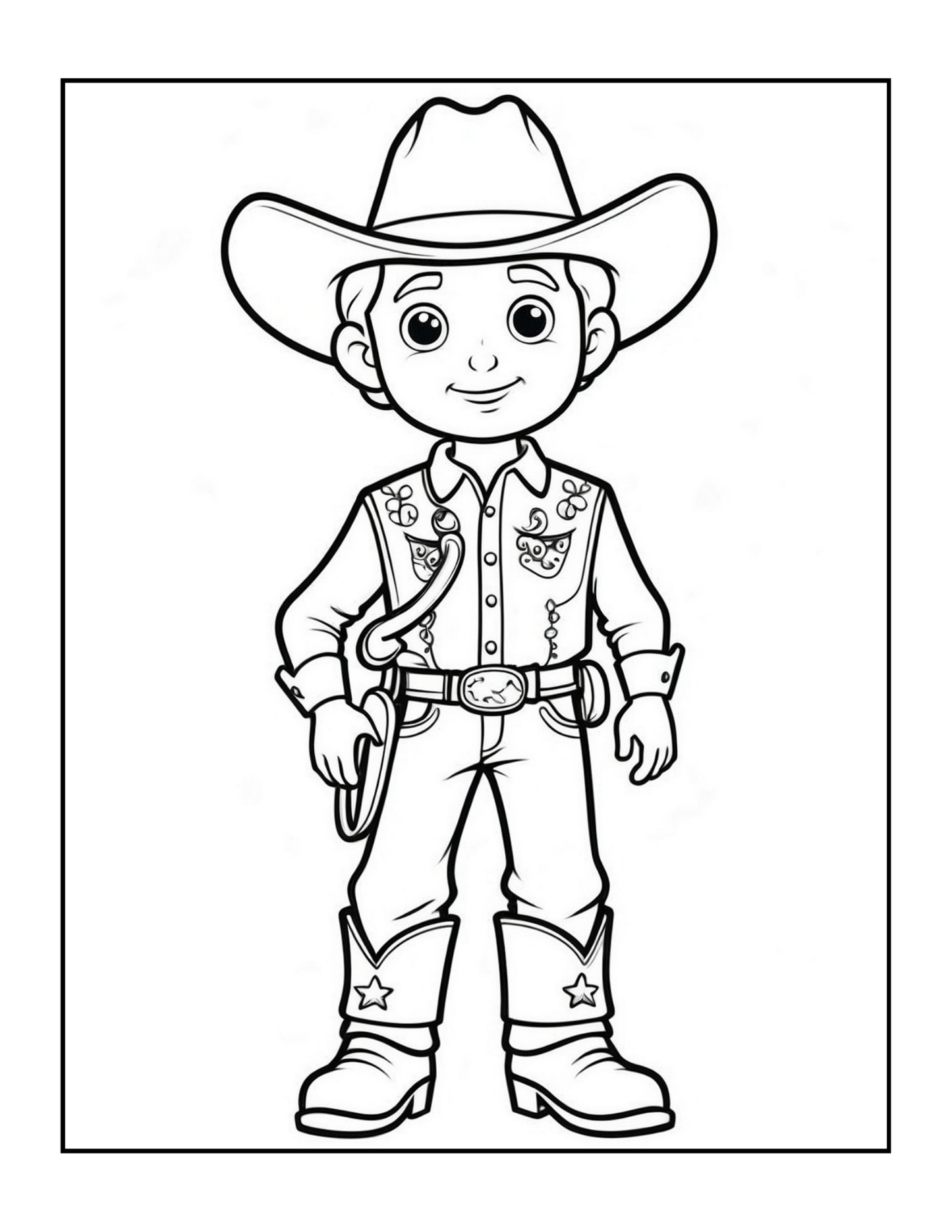 Cowboy Coloring Book Gift for Adults Men Women Kids Young Boys Girls Teens 50 Pages Single Sided Western Cowboy Coloring Activity Book