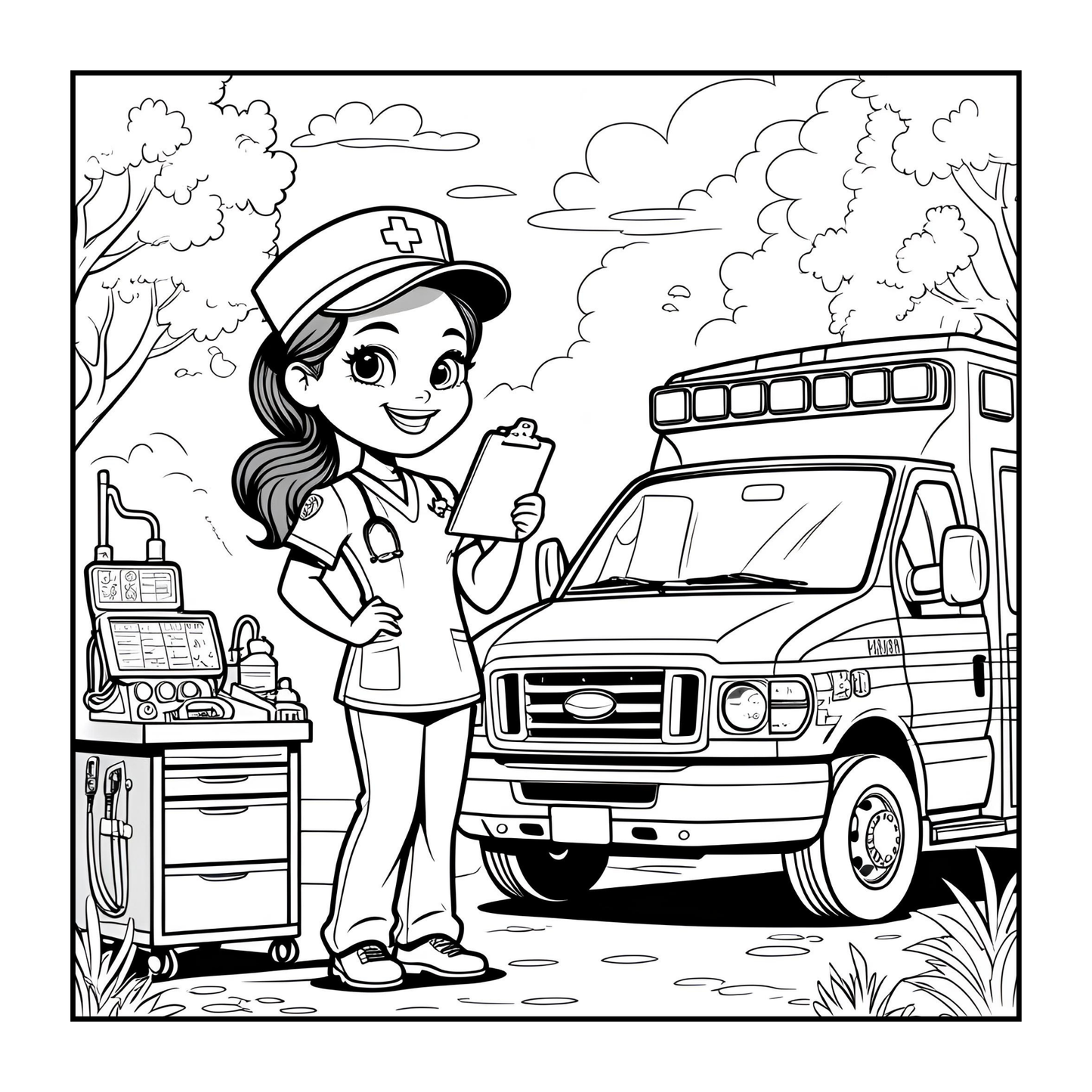 Nurse Coloring Book Gift for Adults Men Women Kids Young Boys Girls Teens 50 Pages Single Sided Hospital Nurse Coloring Activity Book