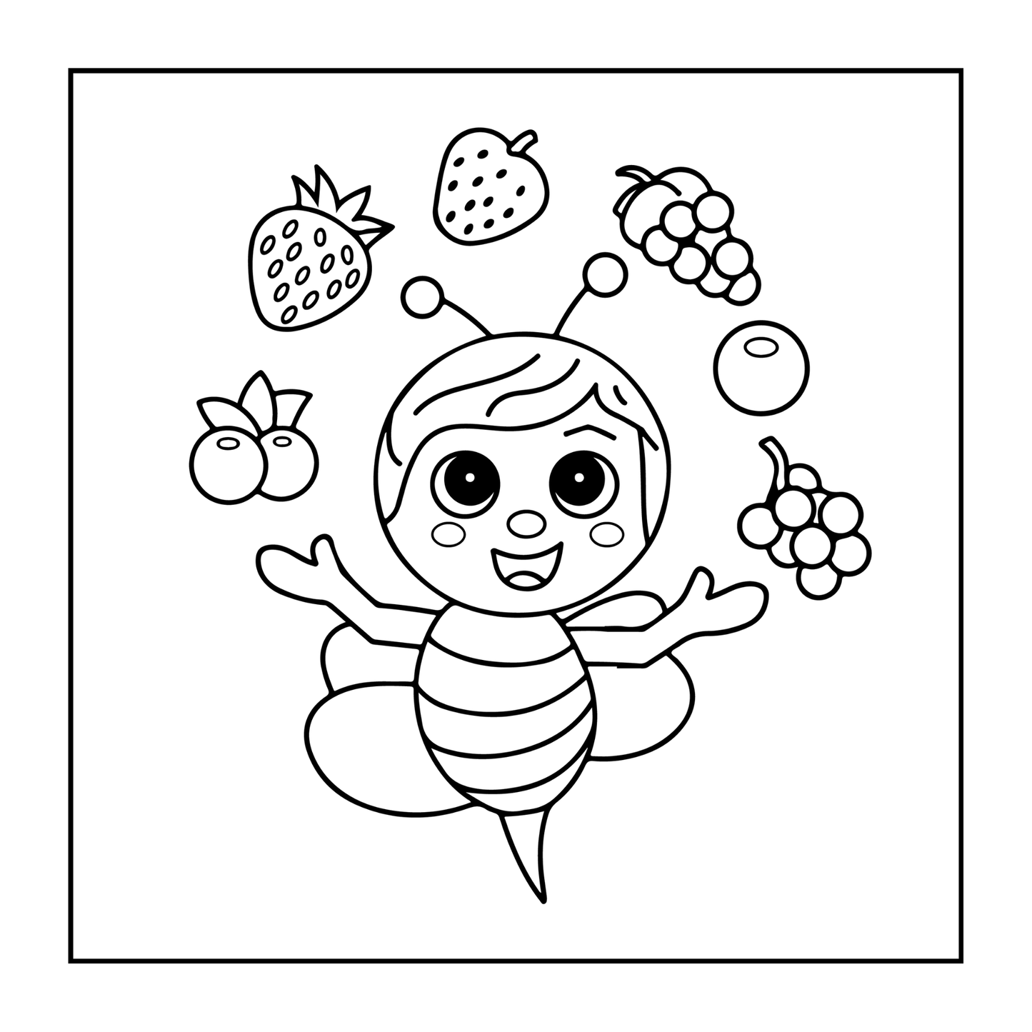 Cute Kawaii Honey Bee Coloring Book Gift for Kids Boys Girls Teens Cozy Queen Bee Coloring Book 50 Pages Single Sided Honey Bee Coloring