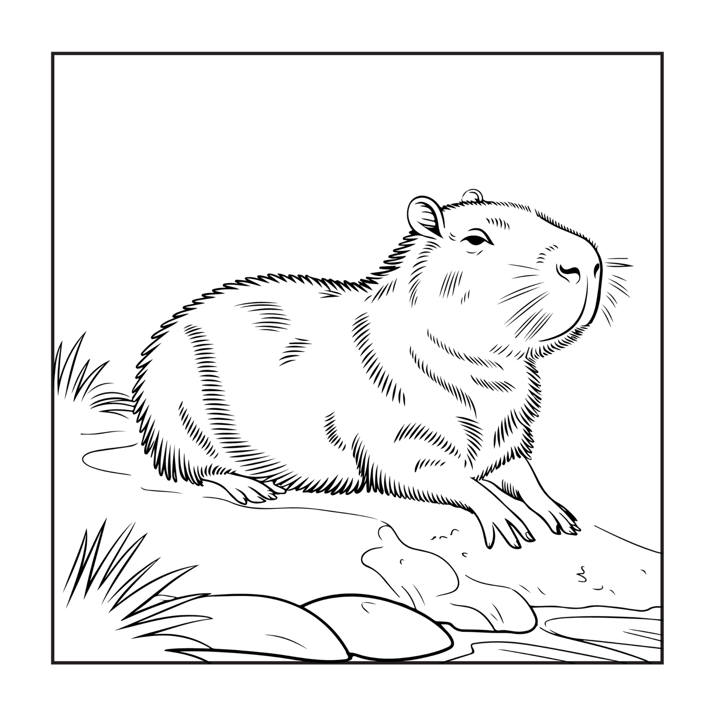Funny Cute Capybara Animal Coloring Book Gift for Adults Kids Boys Girls Teens 50 Pages Single Sided Bold and Easy Capybara Coloring Pages