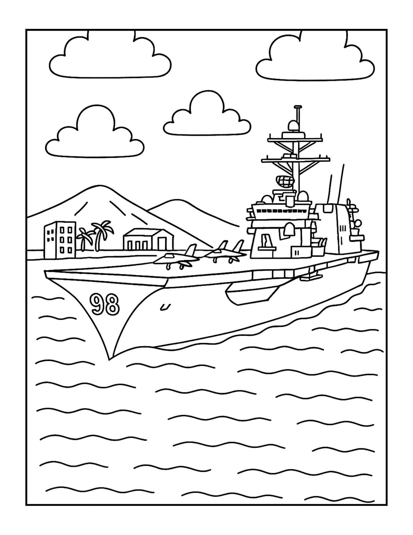 Navy Ship Coloring Book for Adults Men Women Kids Boys Girls Teens Military Navy Coloring Pages Children Navy Carrier Ship Coloring Sheets